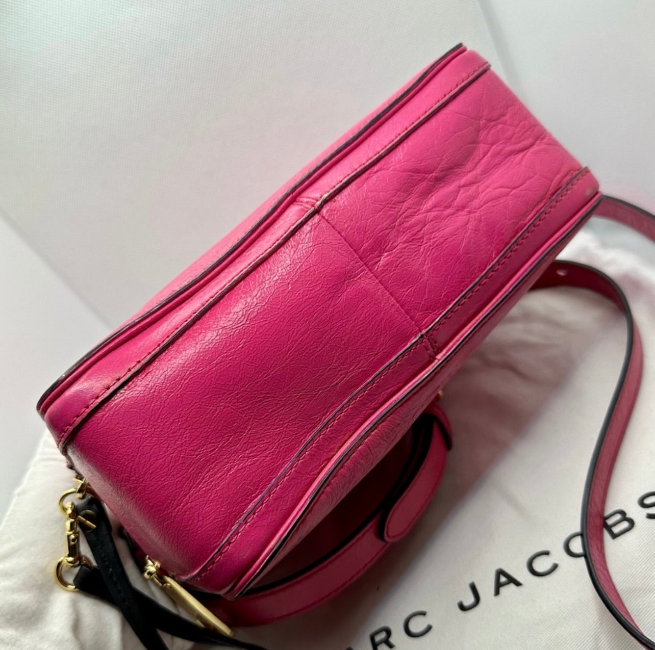 Marc Jacobs Hot Pink Distressed Leather The Box 23 Crossbody Bag