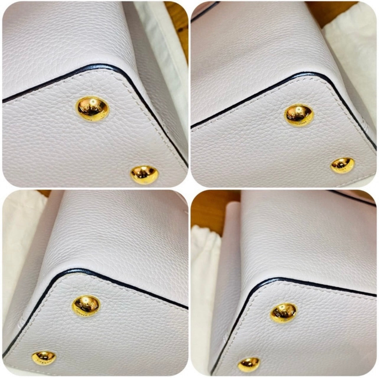 Louis Vuitton Galet Gray Taurillon Leather Capucines MM Bag