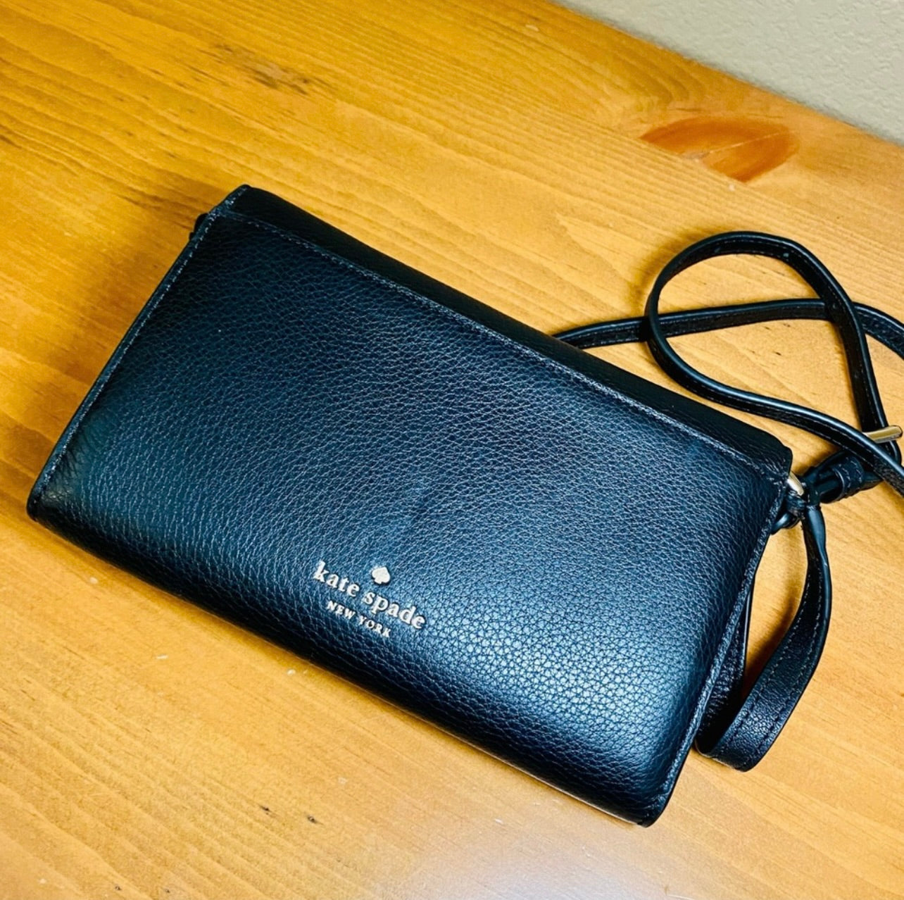 New Kate Spade Black Pebbled Leather Marti Crossbody