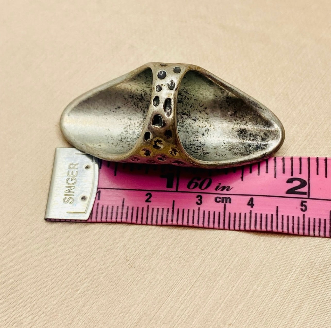 Vintage Handmade Texture Silver Long Armor Boho Statement Ring