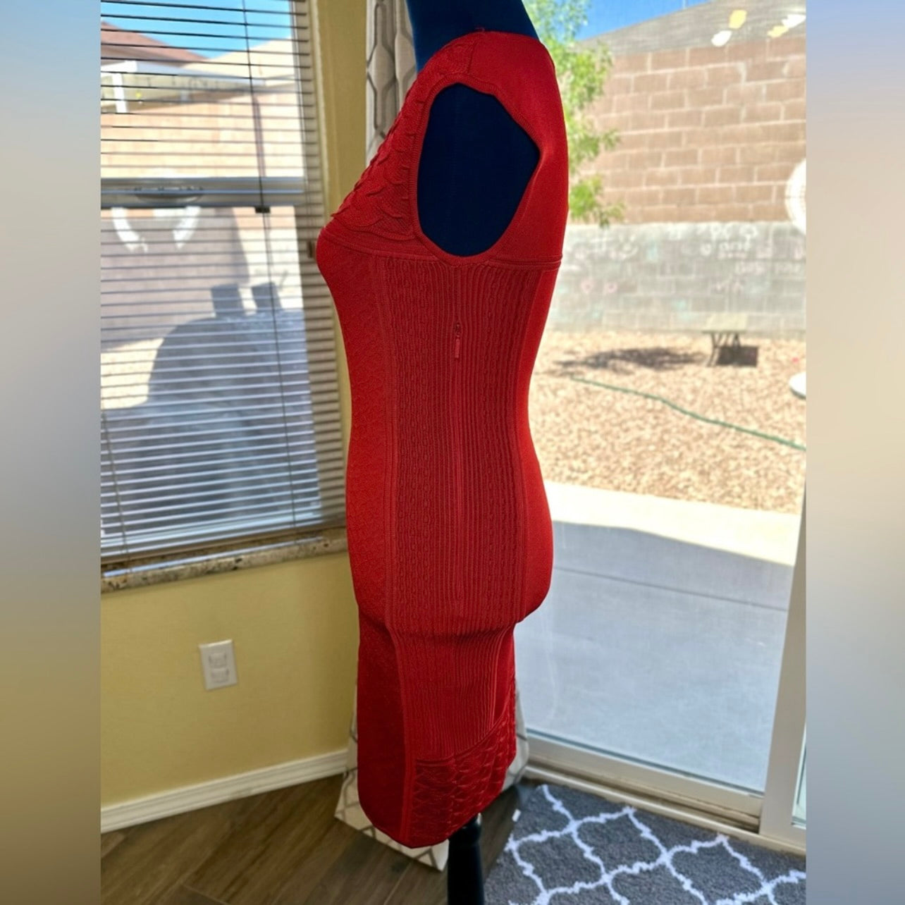 New Roberto Cavalli Red Jacquard Knitted Sleeveless Bodycon Mini Dress