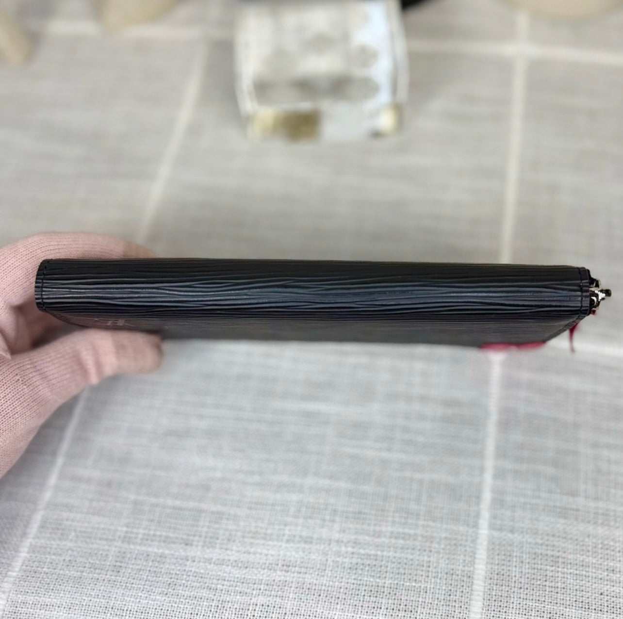 Louis Vuitton Black Epi Leather Blooming Corners Clemence Wallet