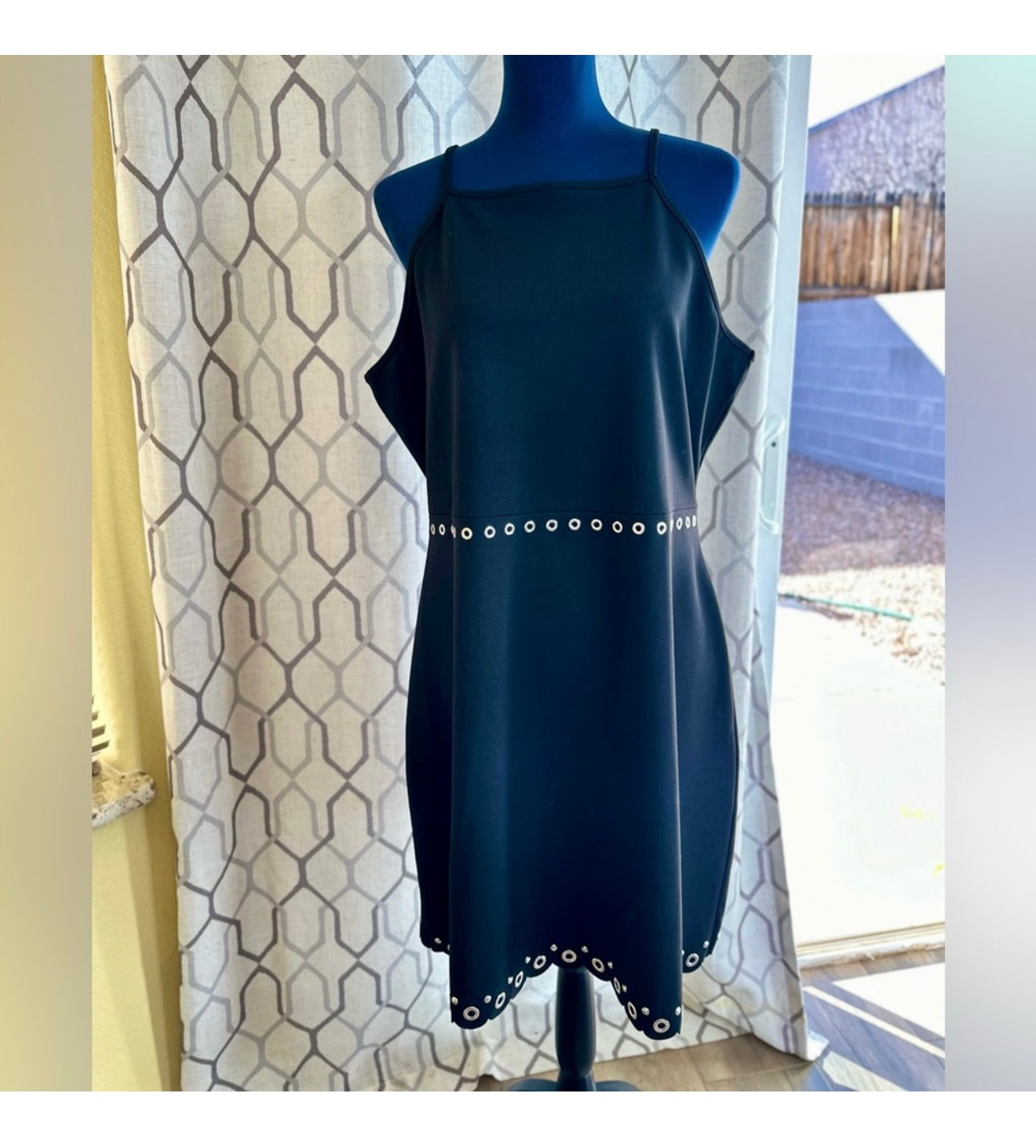 New Micheal Kors Black Studded Scallop Dress