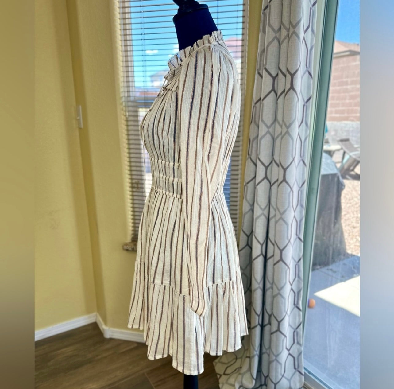 Ulla Johnson Cream Striped Rosalind Mini Dress