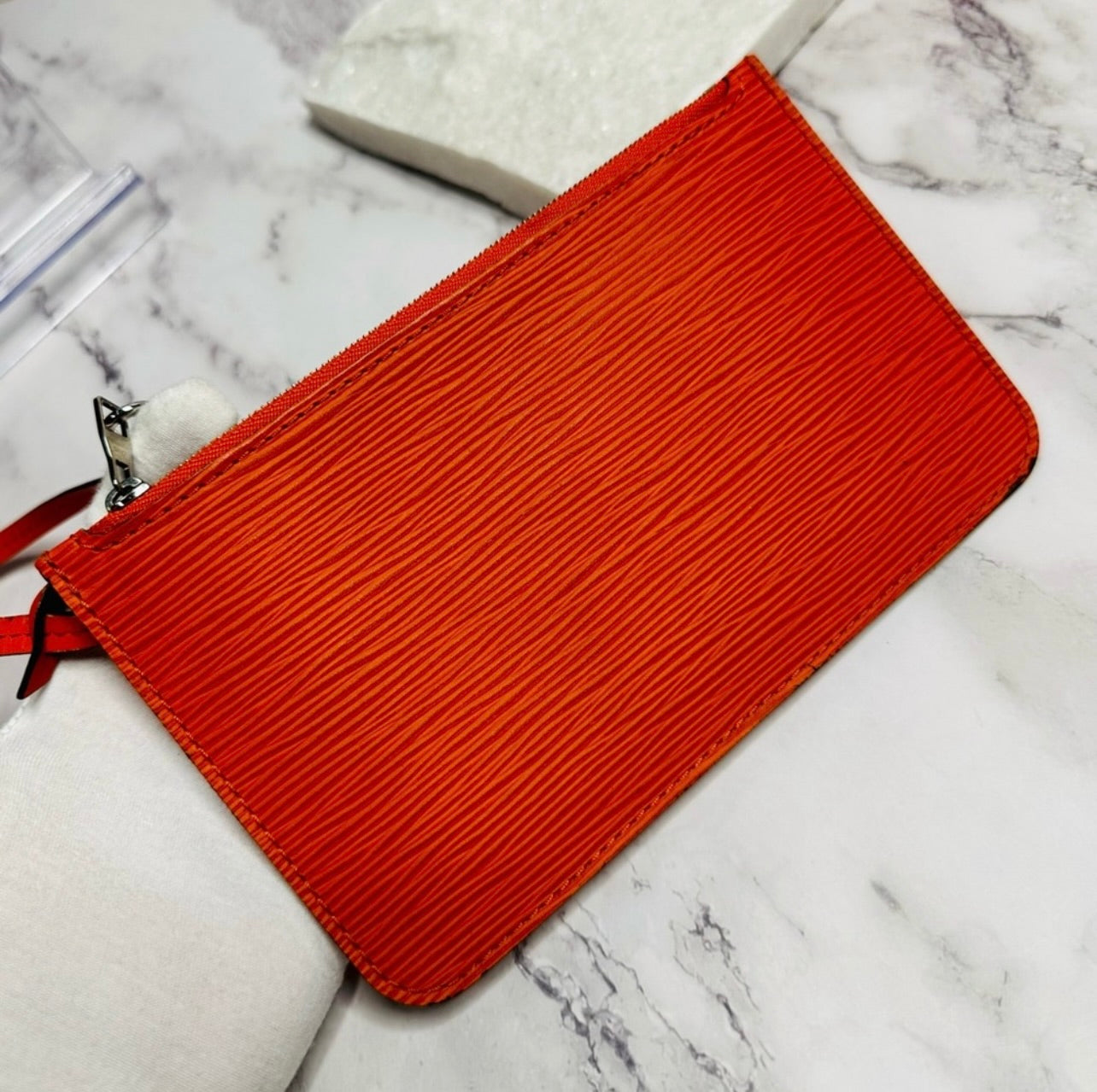 Louis Vuitton Mandarin Orange Epi Leather Neverfull Pochette
