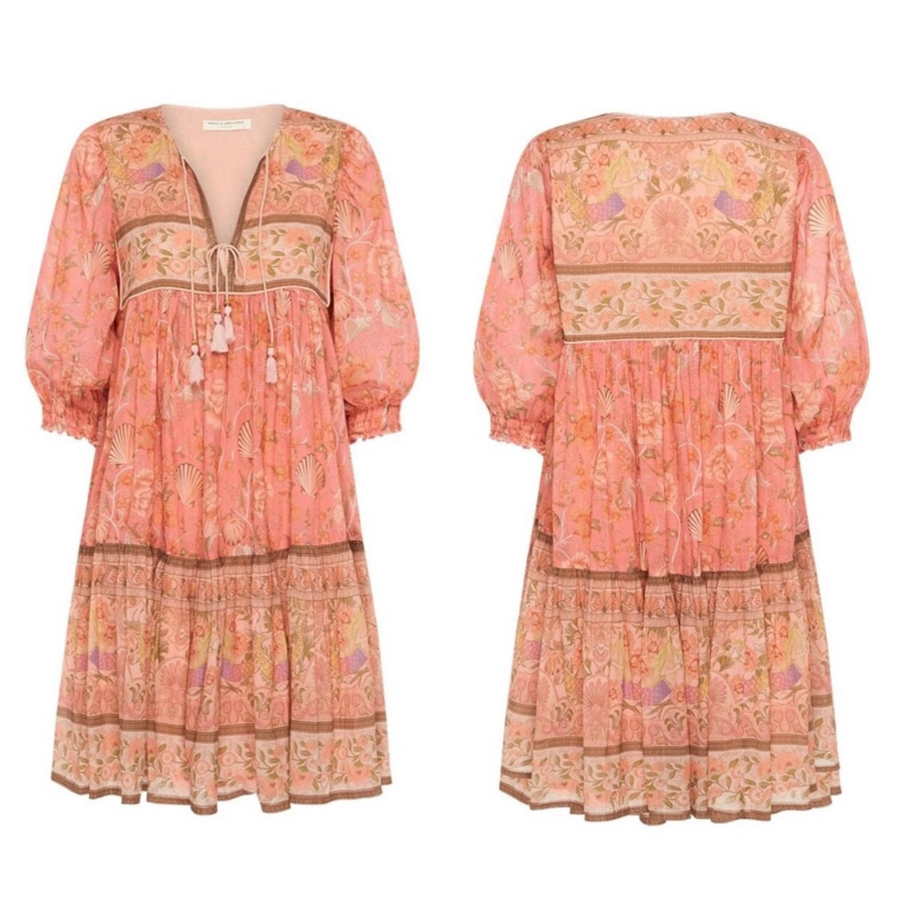 Spell & the Gypsy Collective Coral Seashell Boho Mini Dress