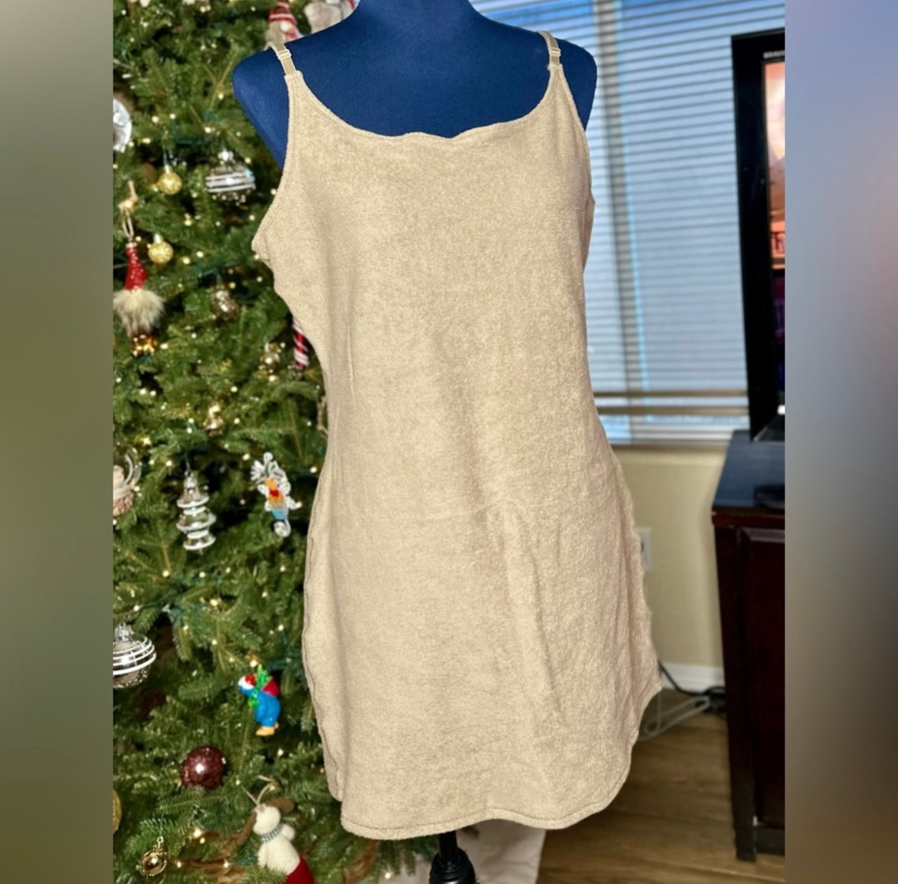 SKIMS Desert Cotton Blend Terry Slip Mini Dress