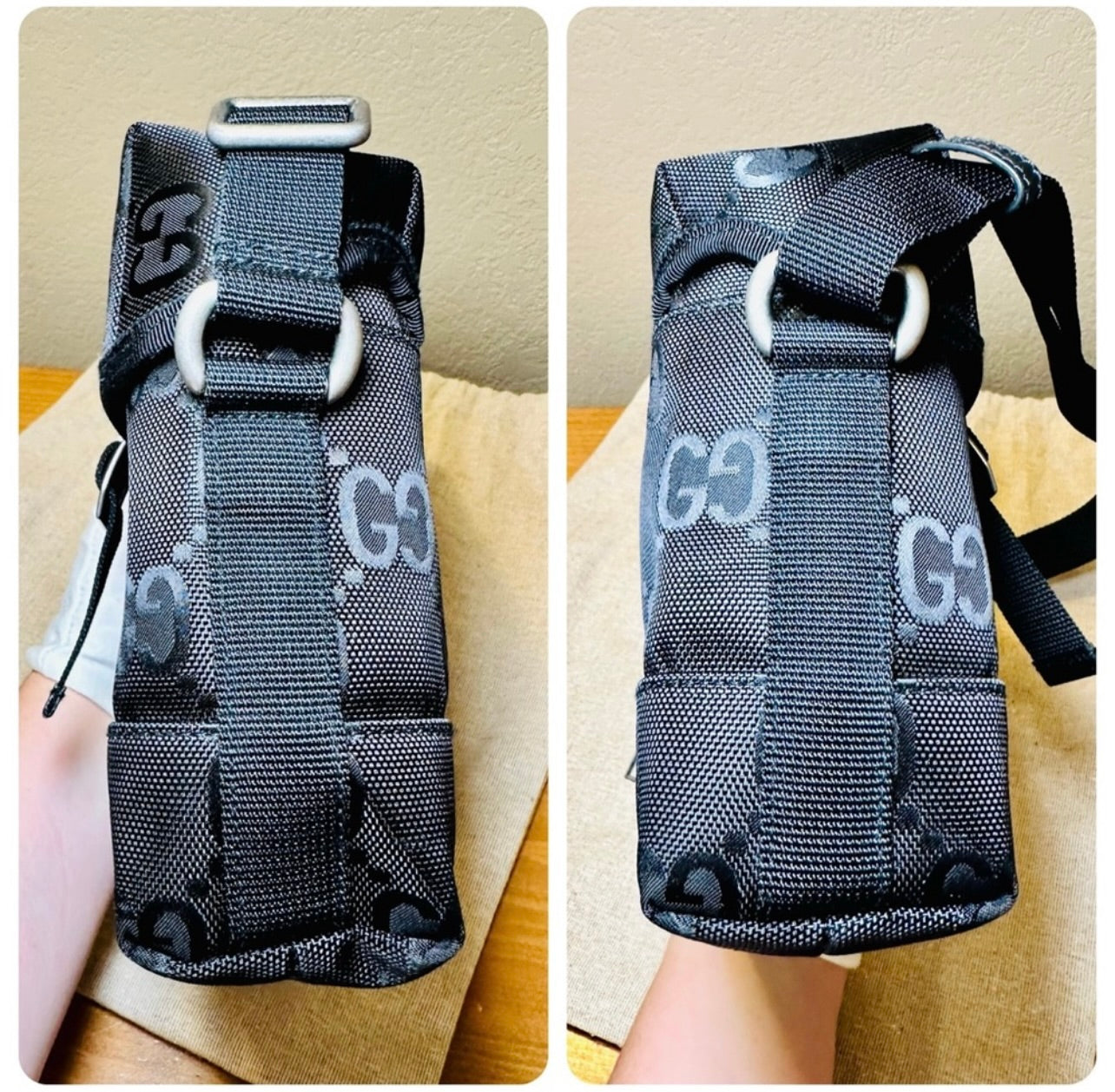 New Unisex Gucci Black Econyl Nylon Monogram Off The Grid Messenger Bag