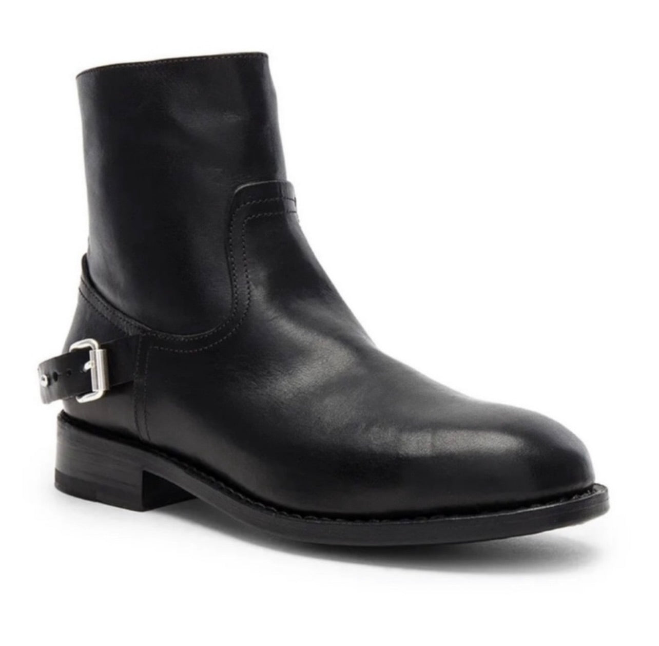 New Rag & Bone Lightly Distressed Smooth Black Oliver Leather Zip Boots