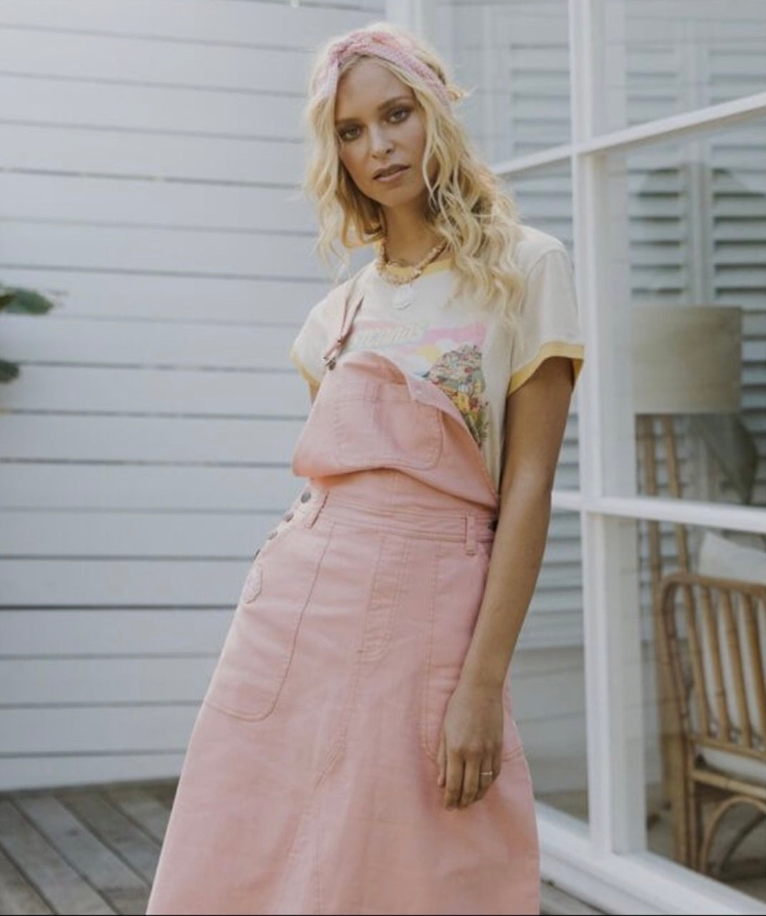 Spell & the Gypsy Collective Pink Candy Denim Pinafore Dress