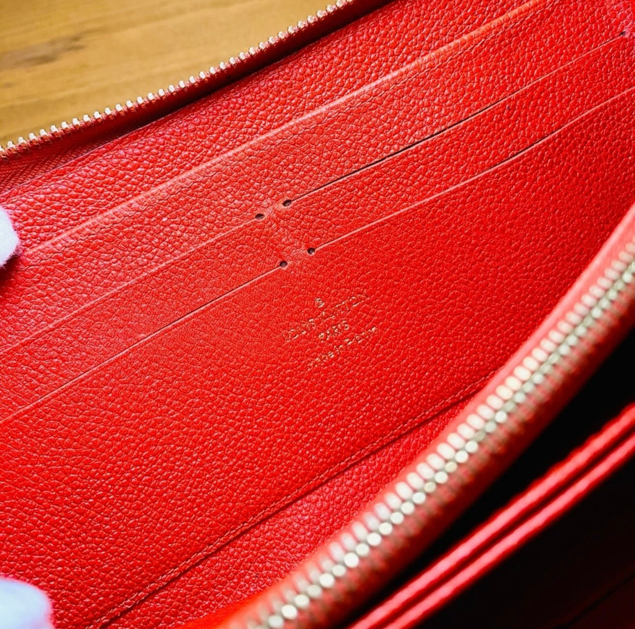 Louis Vuitton Red Poppy Supple Monogram Empreinte Leather Zippy Wallet