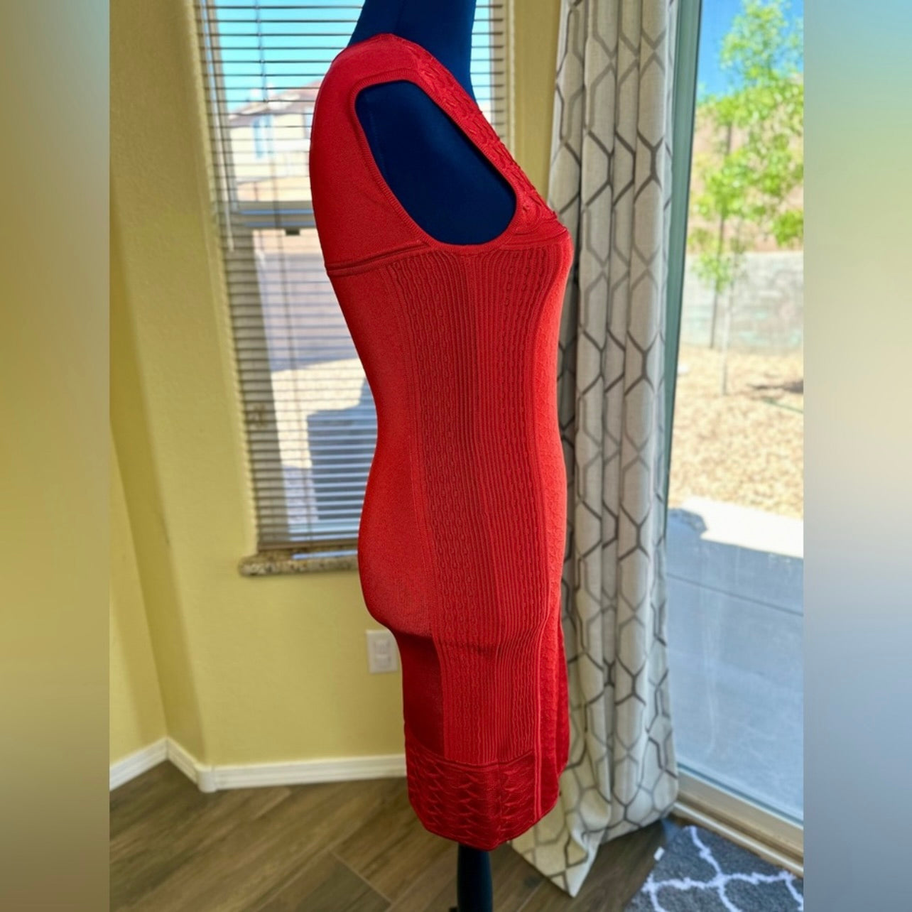 New Roberto Cavalli Red Jacquard Knitted Sleeveless Bodycon Mini Dress