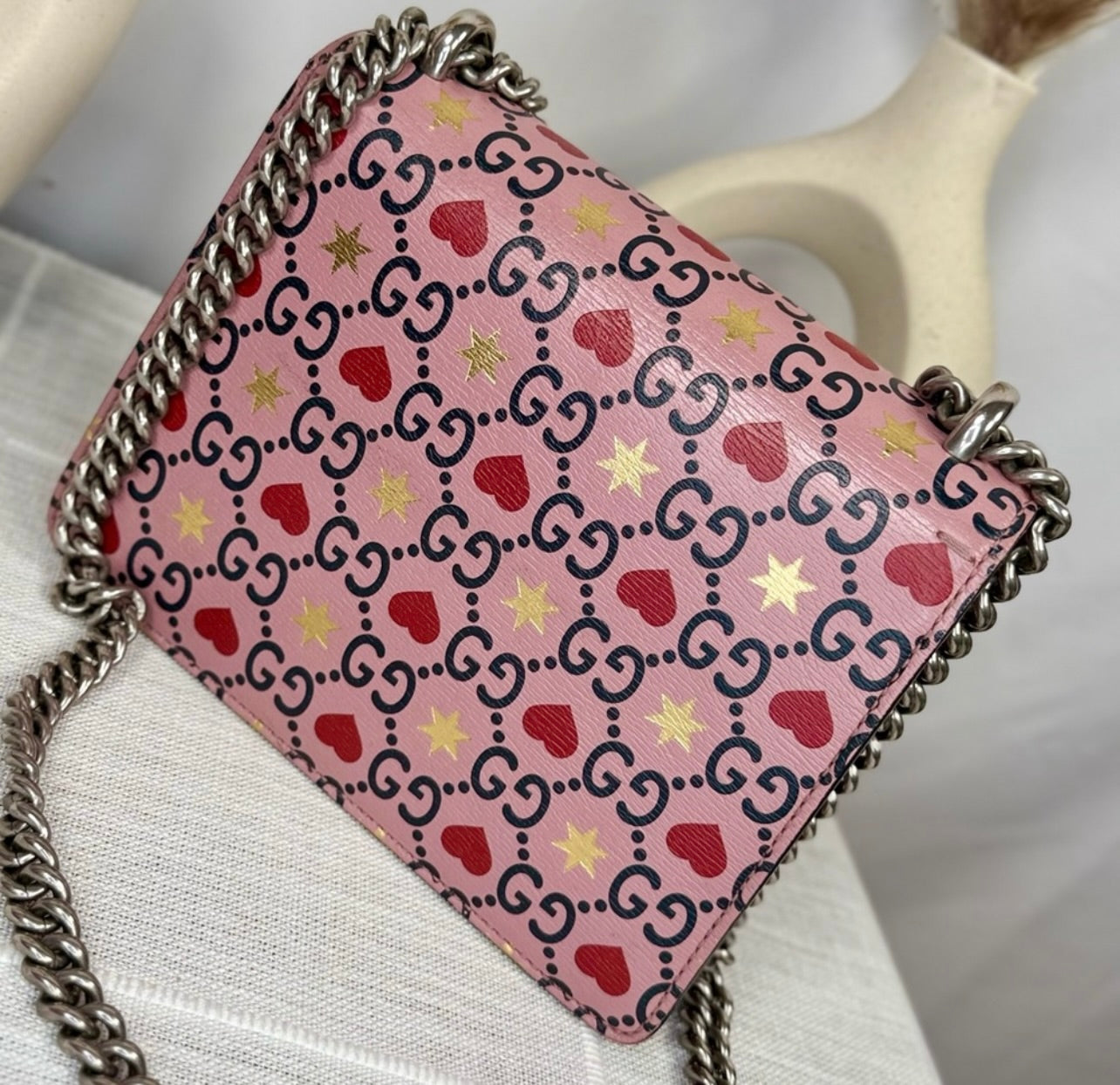 GUCCI Pink Calfskin Leather Valentine's Day Exclusive Dionysus Shoulder Bag