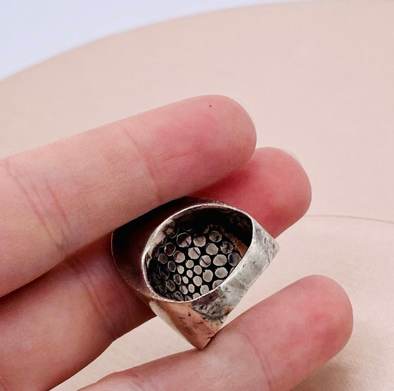Handmade Sterling Silver Wide Cobbled Bali Ring