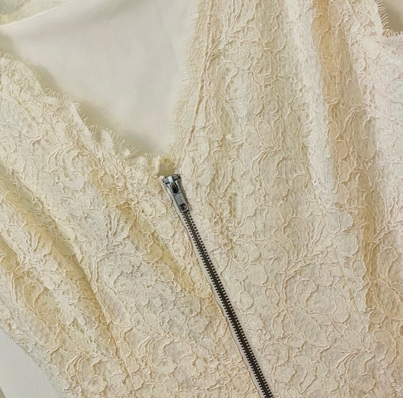 Cache Womens Ivory Floral Lace Sleeveless Sheath Dress