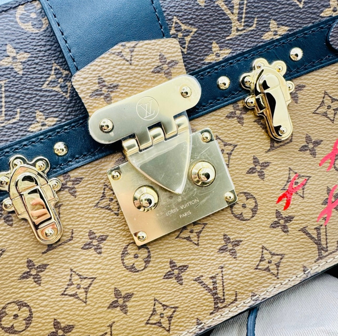 New Louis Vuitton Reverse Monogram Trunk Clutch w/ Strap