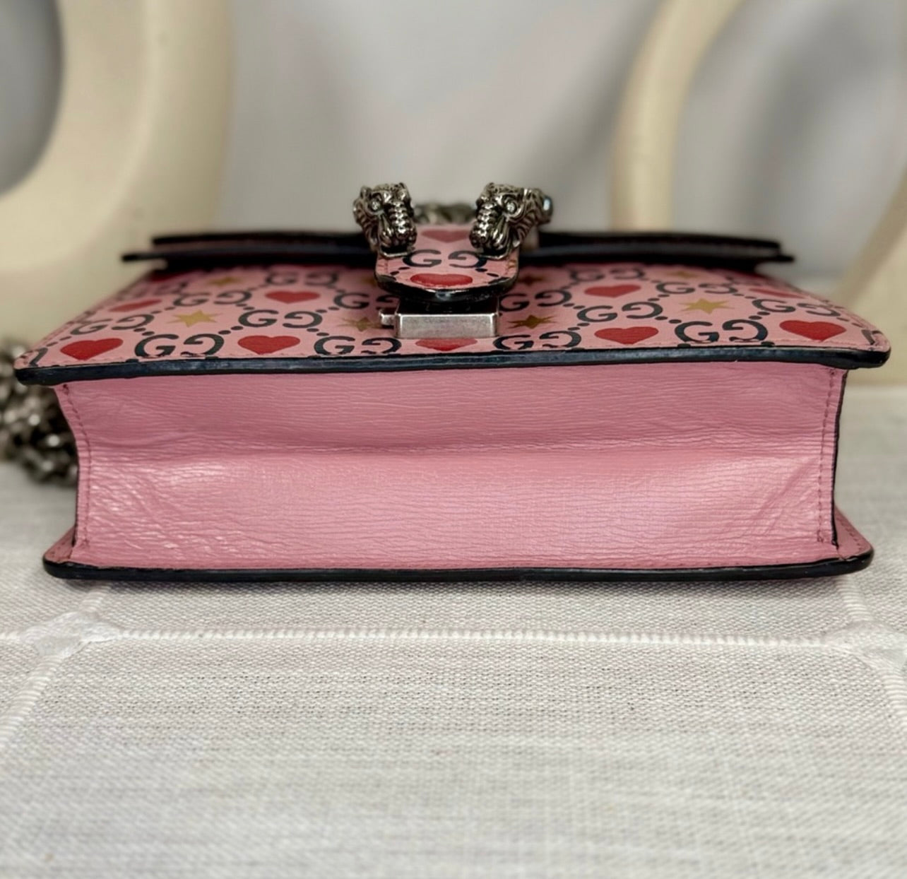 GUCCI Pink Calfskin Leather Valentine's Day Exclusive Dionysus Shoulder Bag
