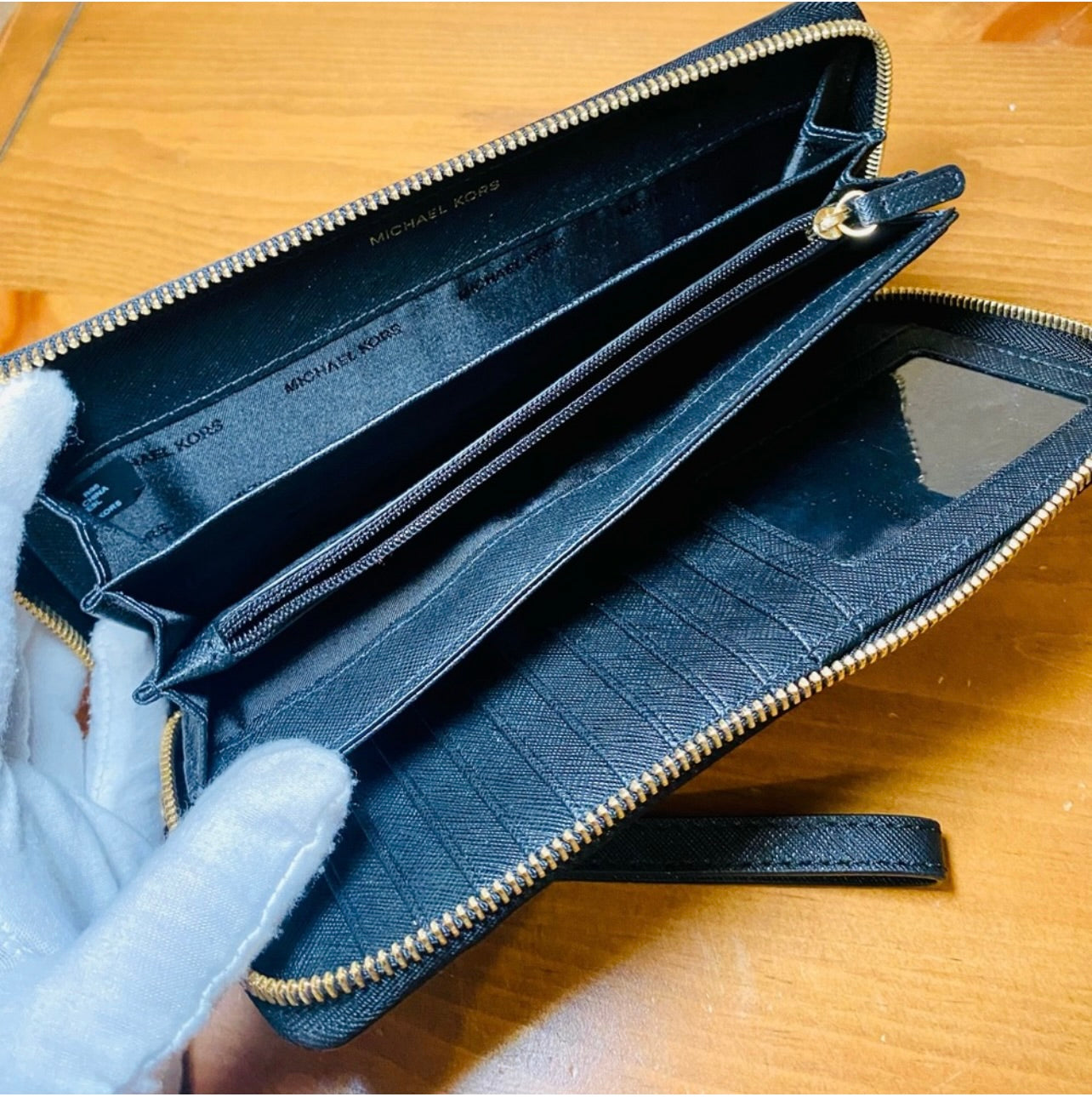 Michael Kors Black Saffiano Leather Continental Wristlet