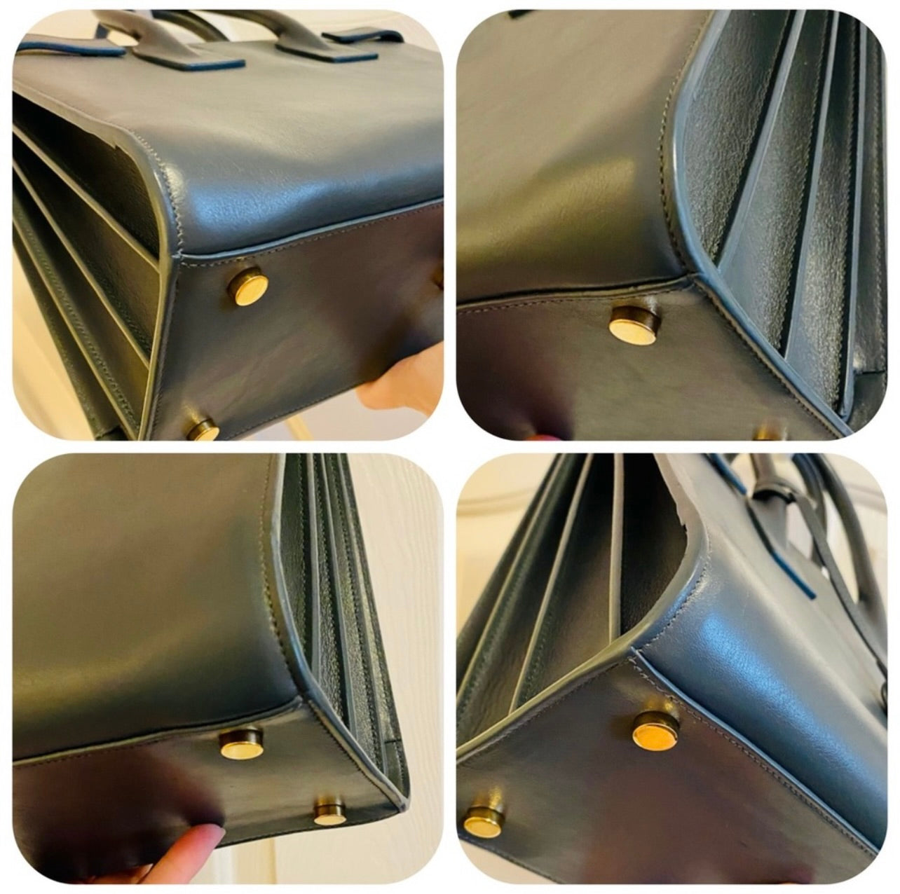 YSL Saint Laurent Sac de Jour Blue/Gray Leather Bag