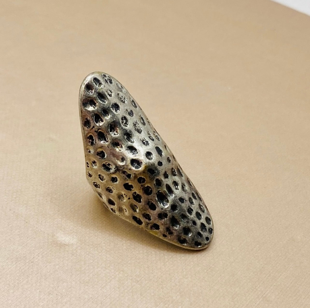 Vintage Handmade Texture Silver Long Armor Boho Statement Ring