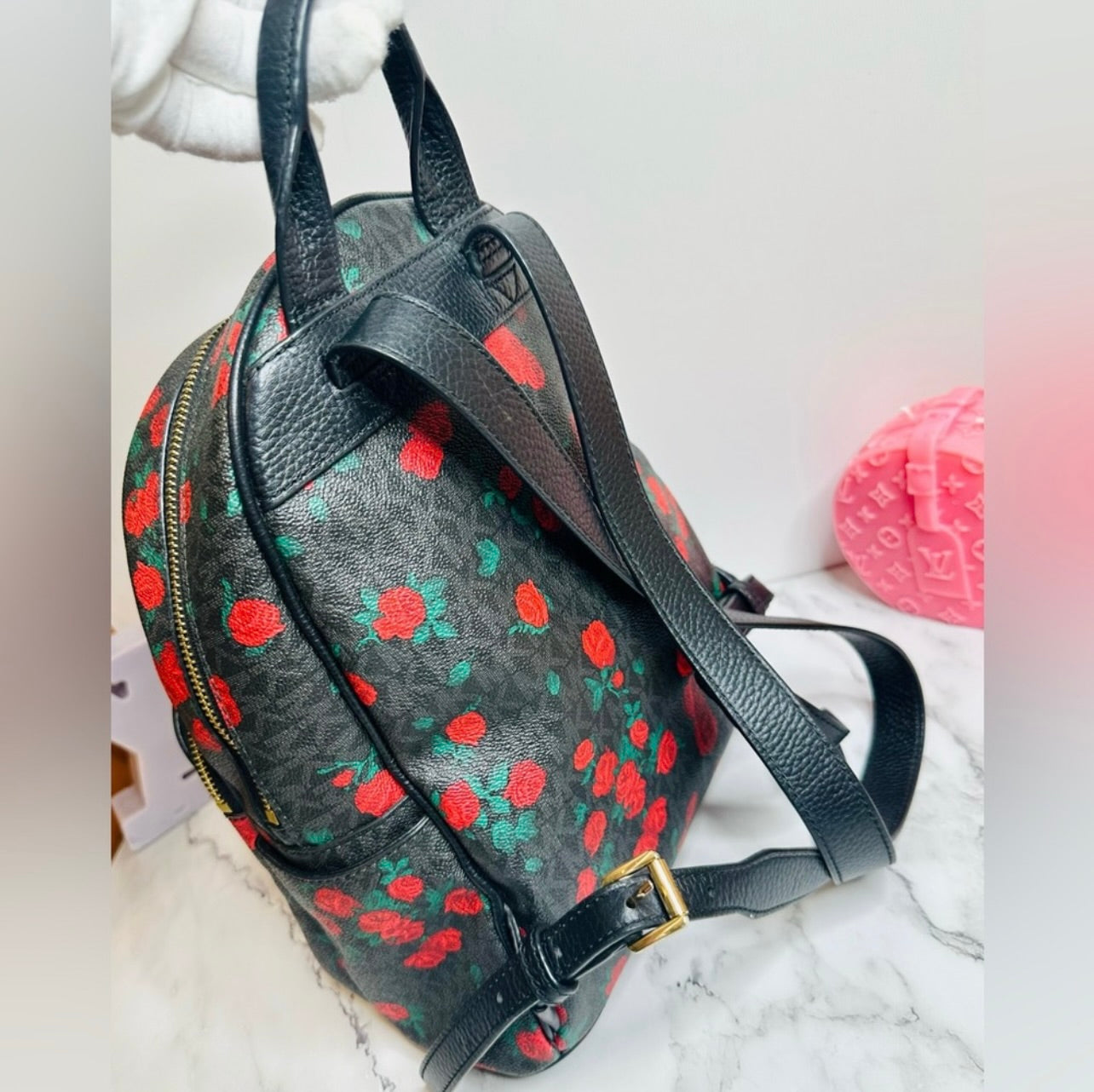 Michael Kors Abbey Medium MK Logo & Floral Print Backpack