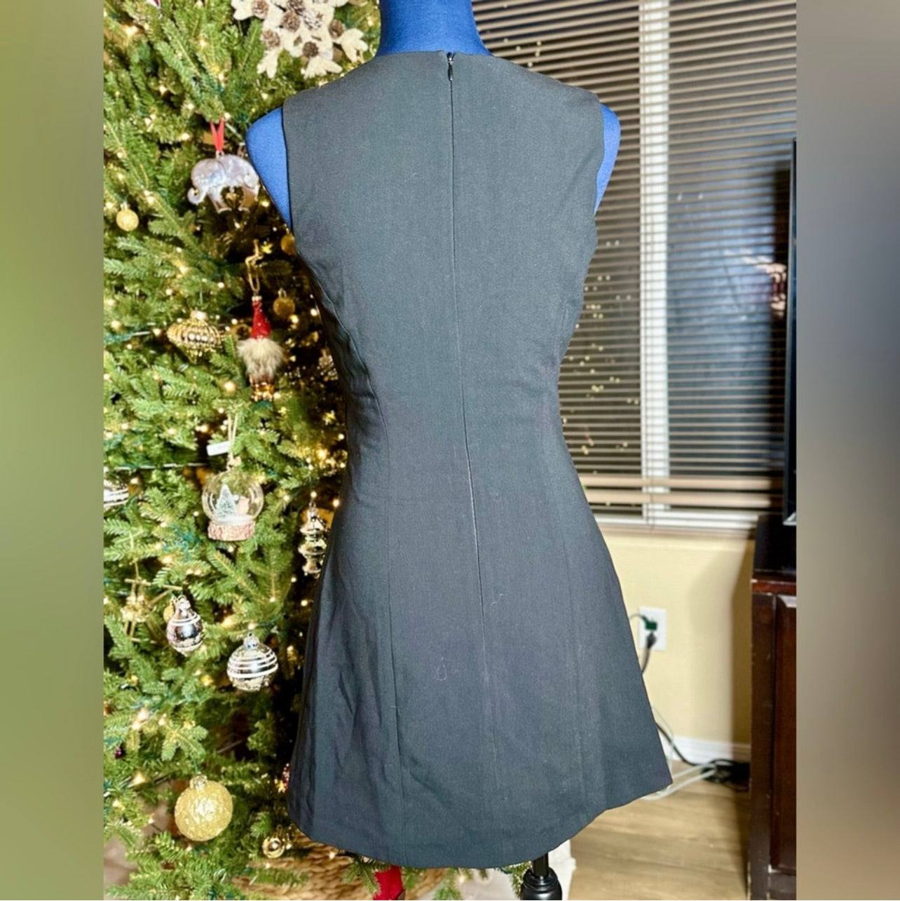 New French Connection Black Whisper V Neck Cut Out Mini Dress