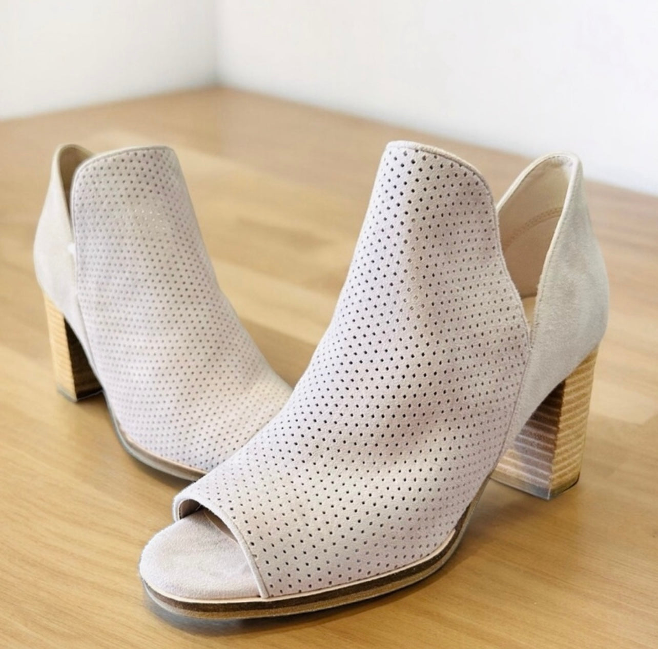 New Cole Haan Suede Shiloh Open Toe Booties