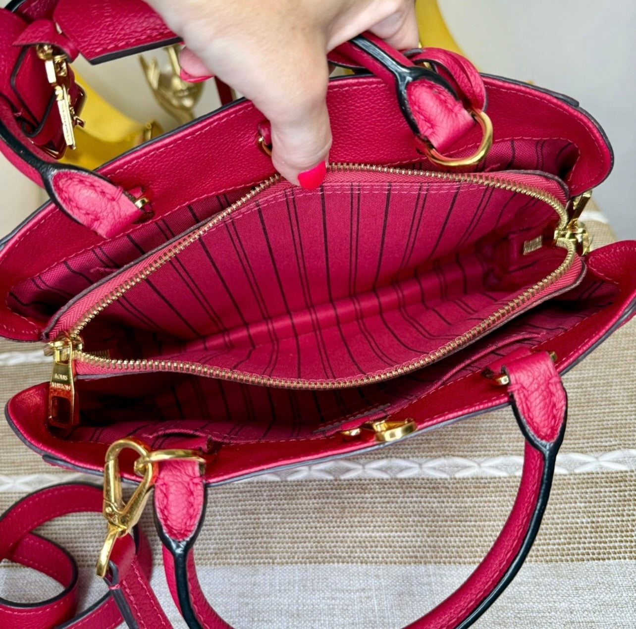 Louis Vuitton Montaigne BB Monogram Dahlia Empreinte Leather Satchel Bag