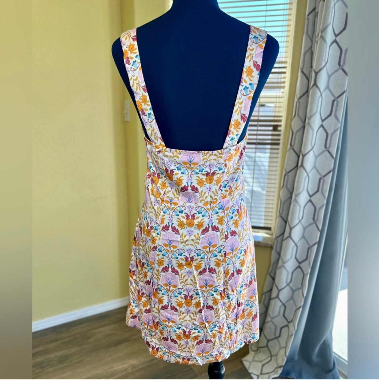 New Free People Ivory Floral Print Sasha Sweetheart-Neck Mini Dress
