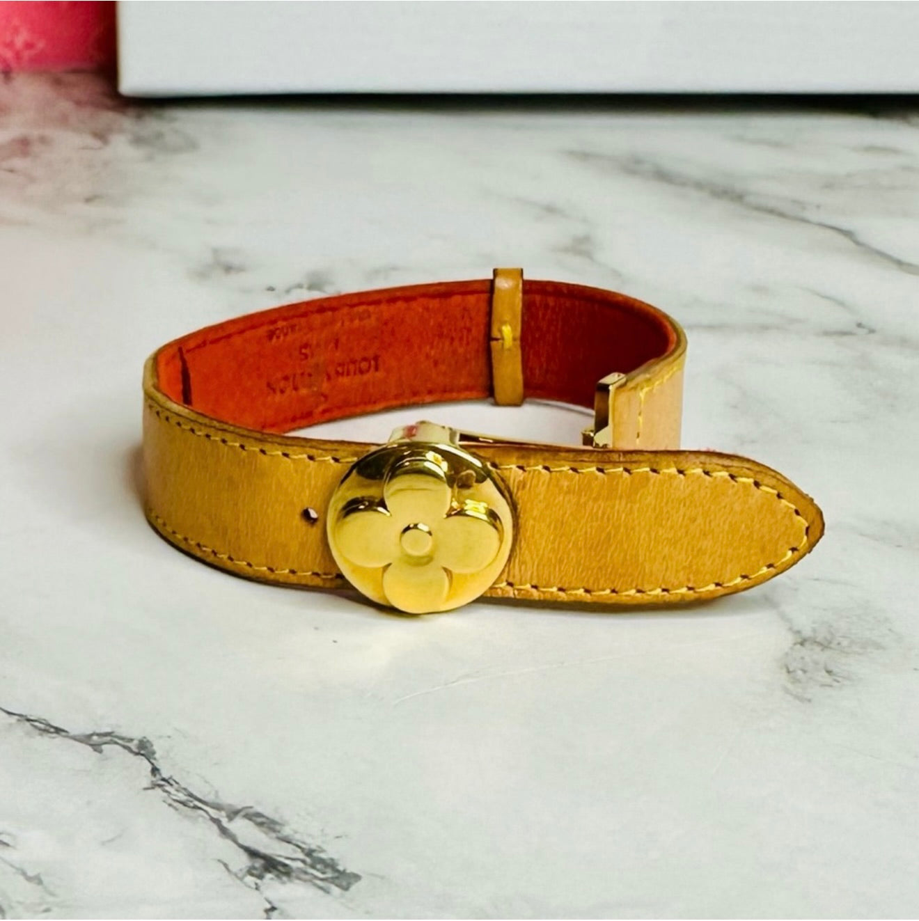 EUC Louis Vuitton Vachetta Leather Monogram Millennium Wish Bracelet