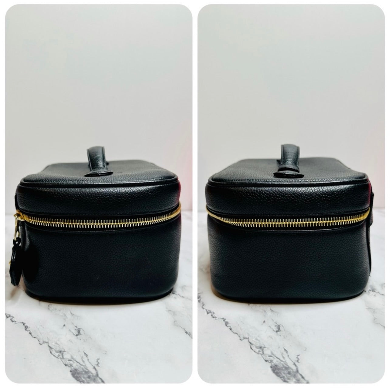 EUC Vintage CHANEL Black Caviar Leather CC Vanity Case Bag