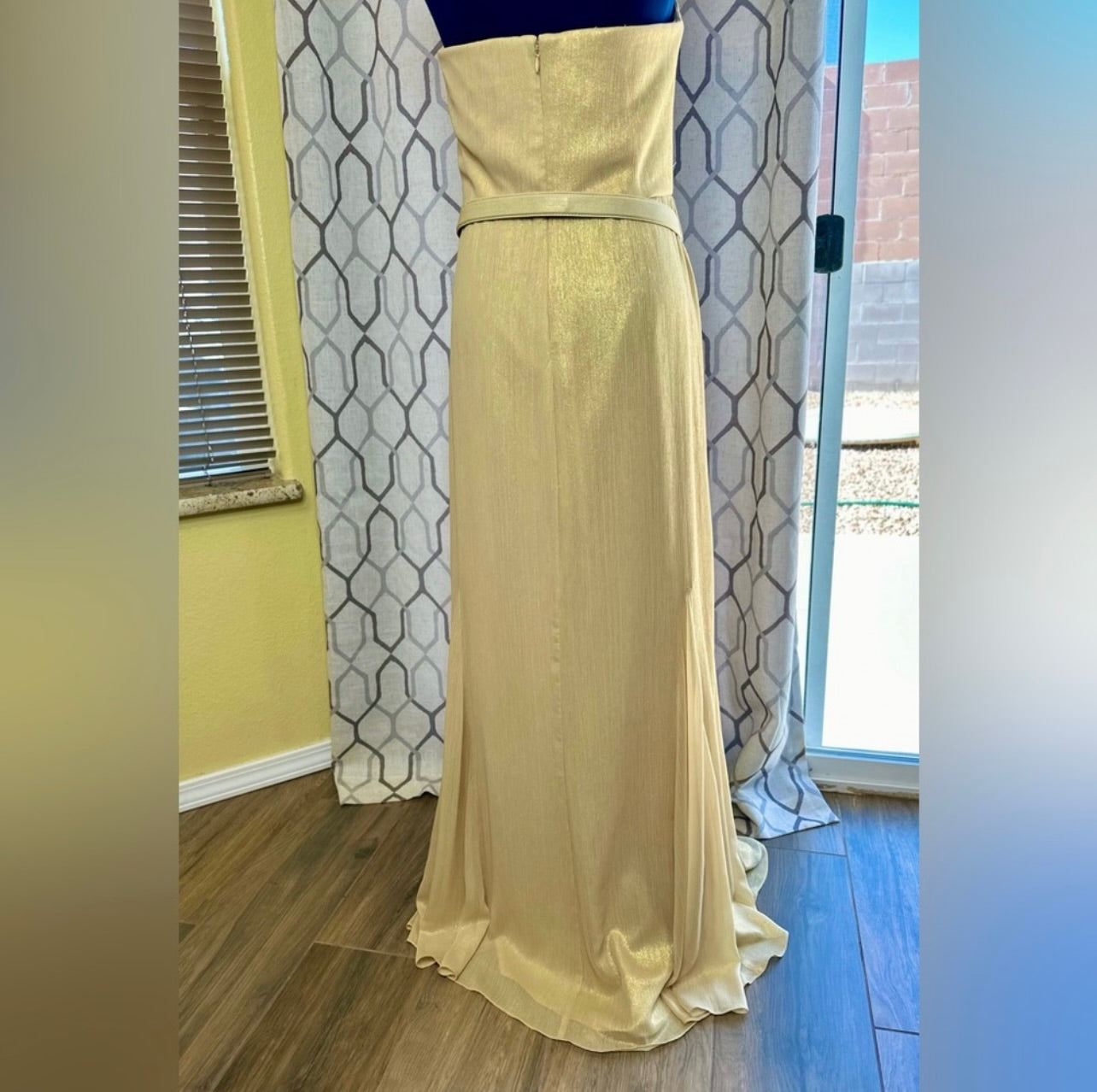 New LAUREN RALPH LAUREN Gold Shimmer Strapless Evening Dress Gown