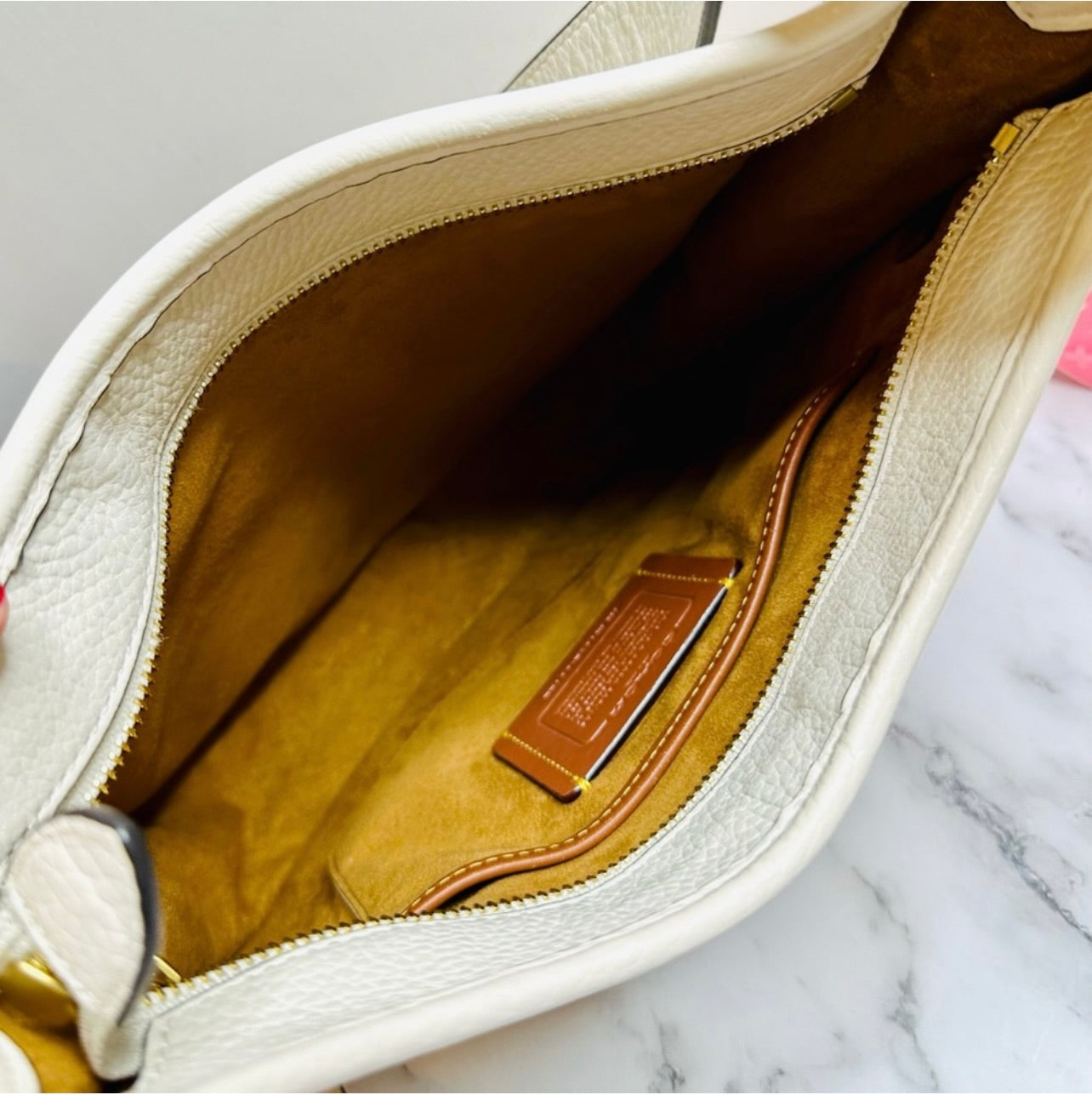 Coach Chalk Glovetanned Pebble Leather Emery Varsity Strip Crossbody Bag