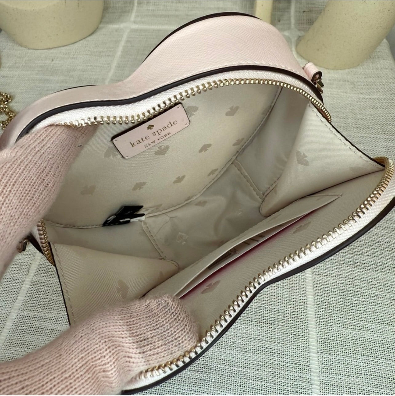 New KATE SPADE Light Rose Love Shack Mini Heart Crossbody Purse