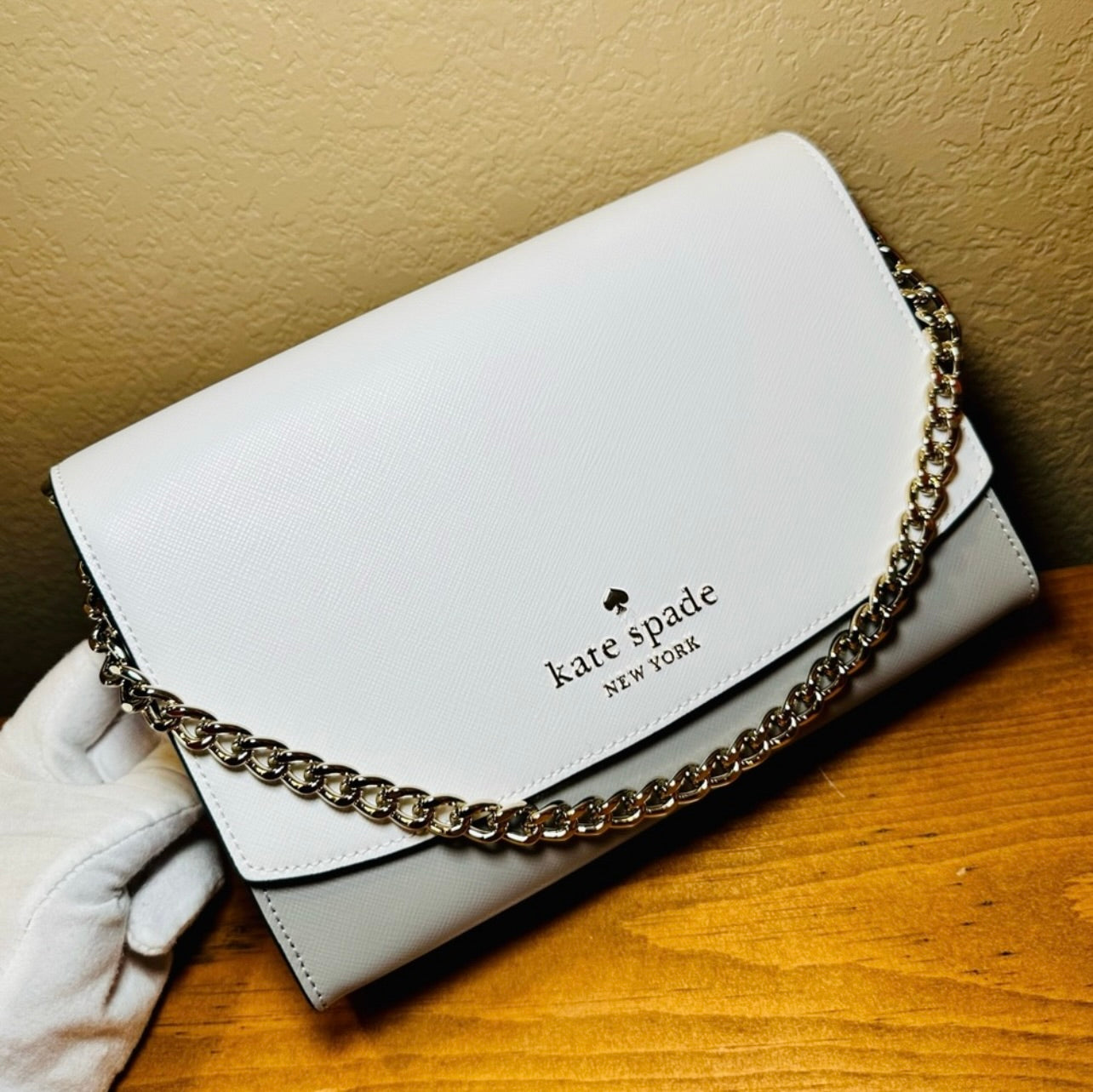 New Kate Spade Carson Nimbus Grey Colorblock Saffiano Leather Convertible Crossbody