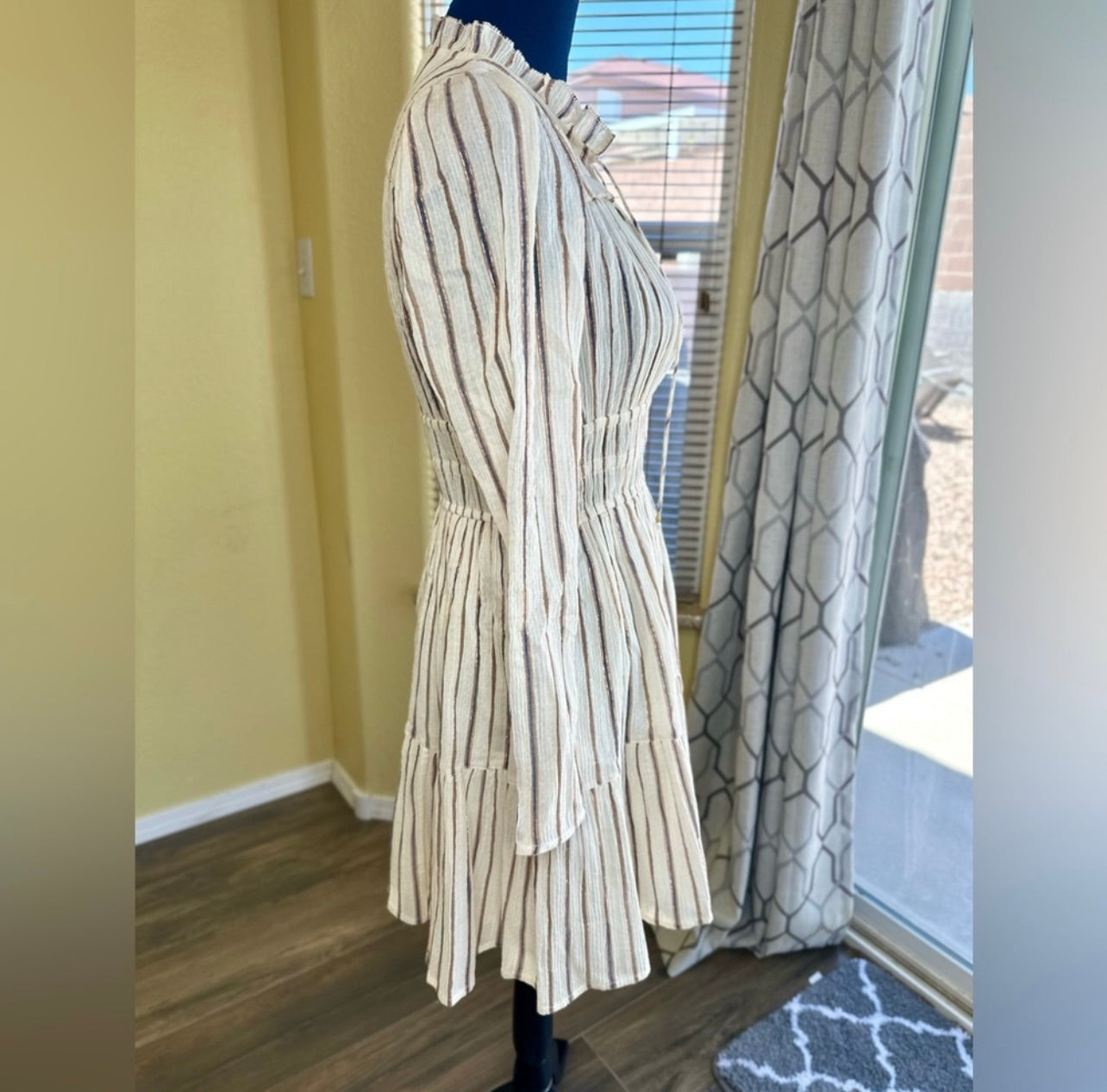 Ulla Johnson Cream Striped Rosalind Mini Dress