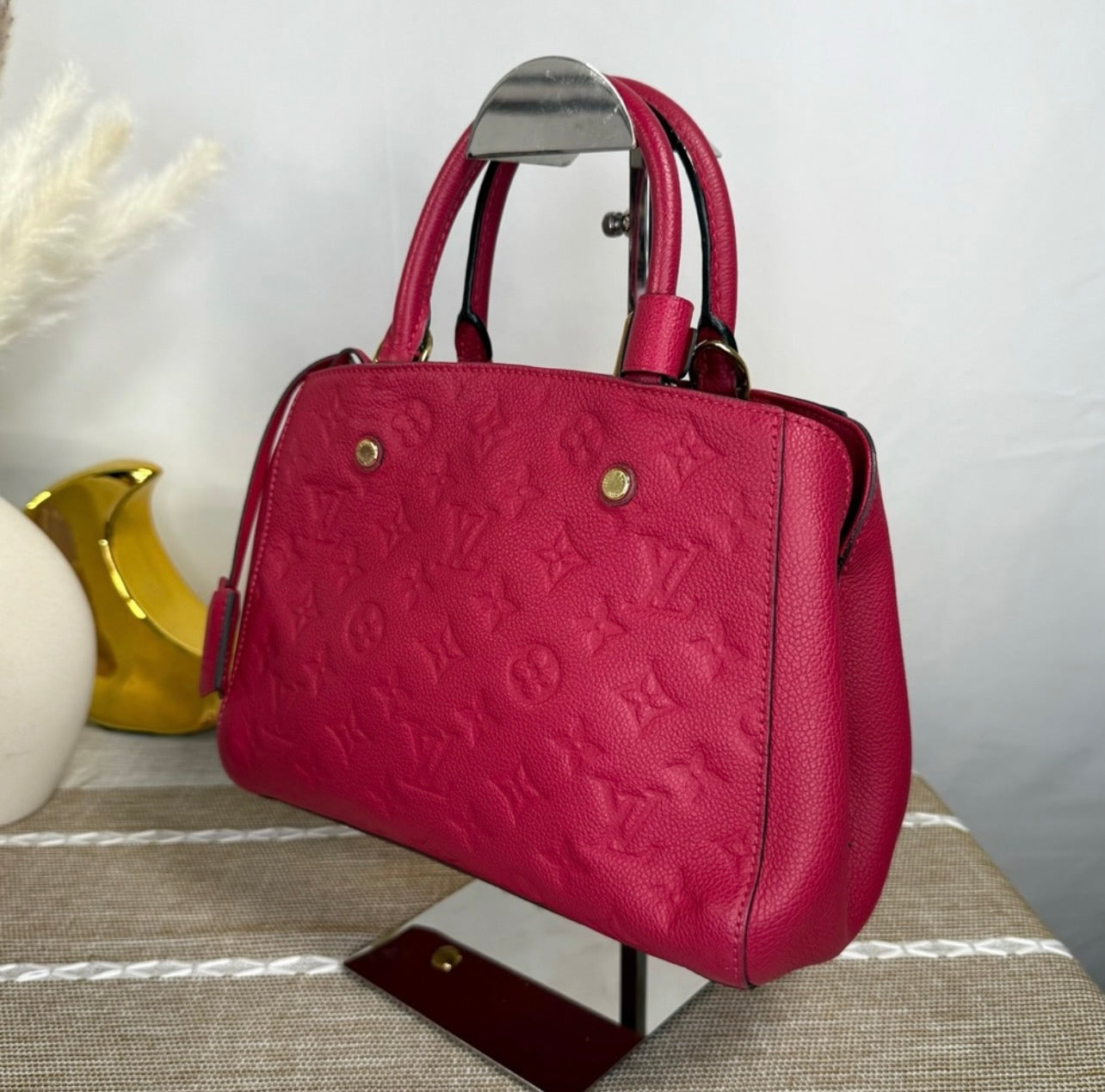 Louis Vuitton Montaigne BB Monogram Dahlia Empreinte Leather Satchel Bag