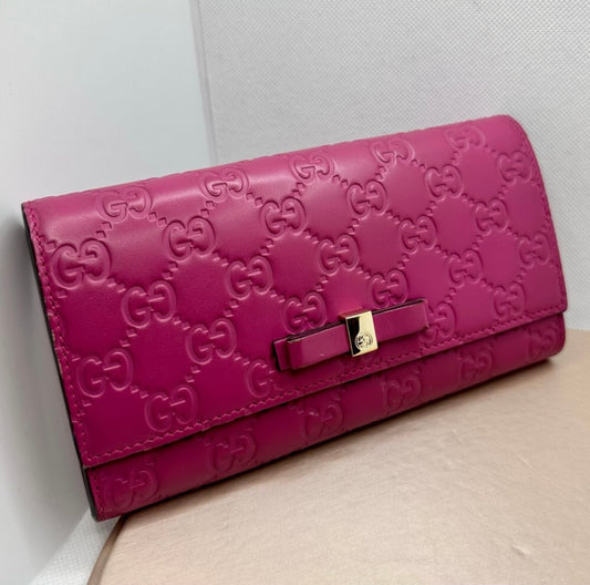 Gucci Pink/Purple Guccissima Leather Long Continental Wallet