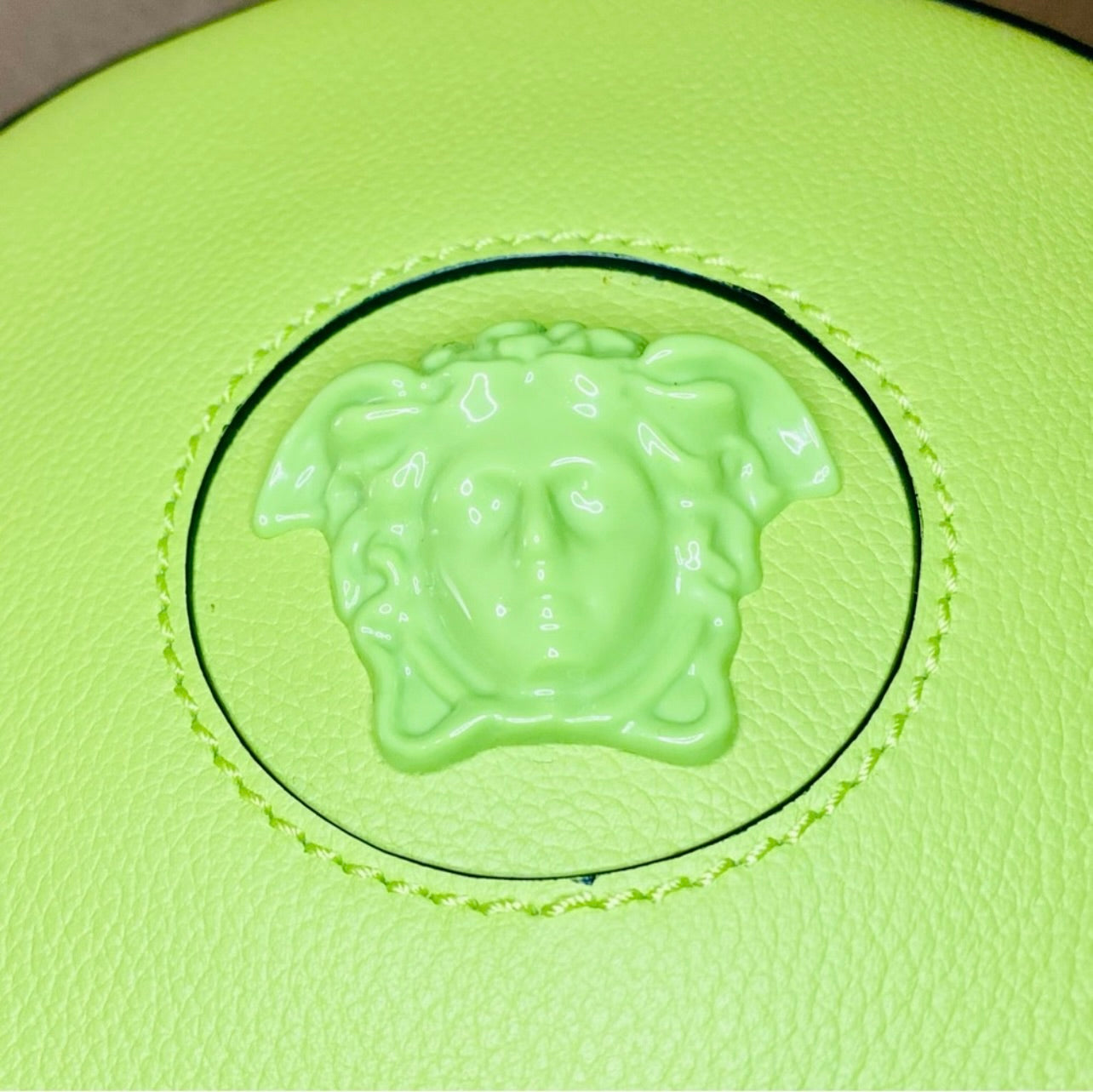 New Versace La Medusa Citron/Green Leather Disco Round Crossbody Bag
