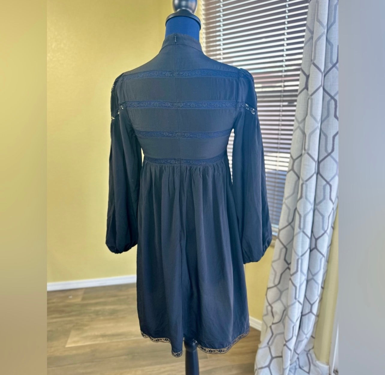 Zimmermann Black Silk Chevron Lace Mini Dress