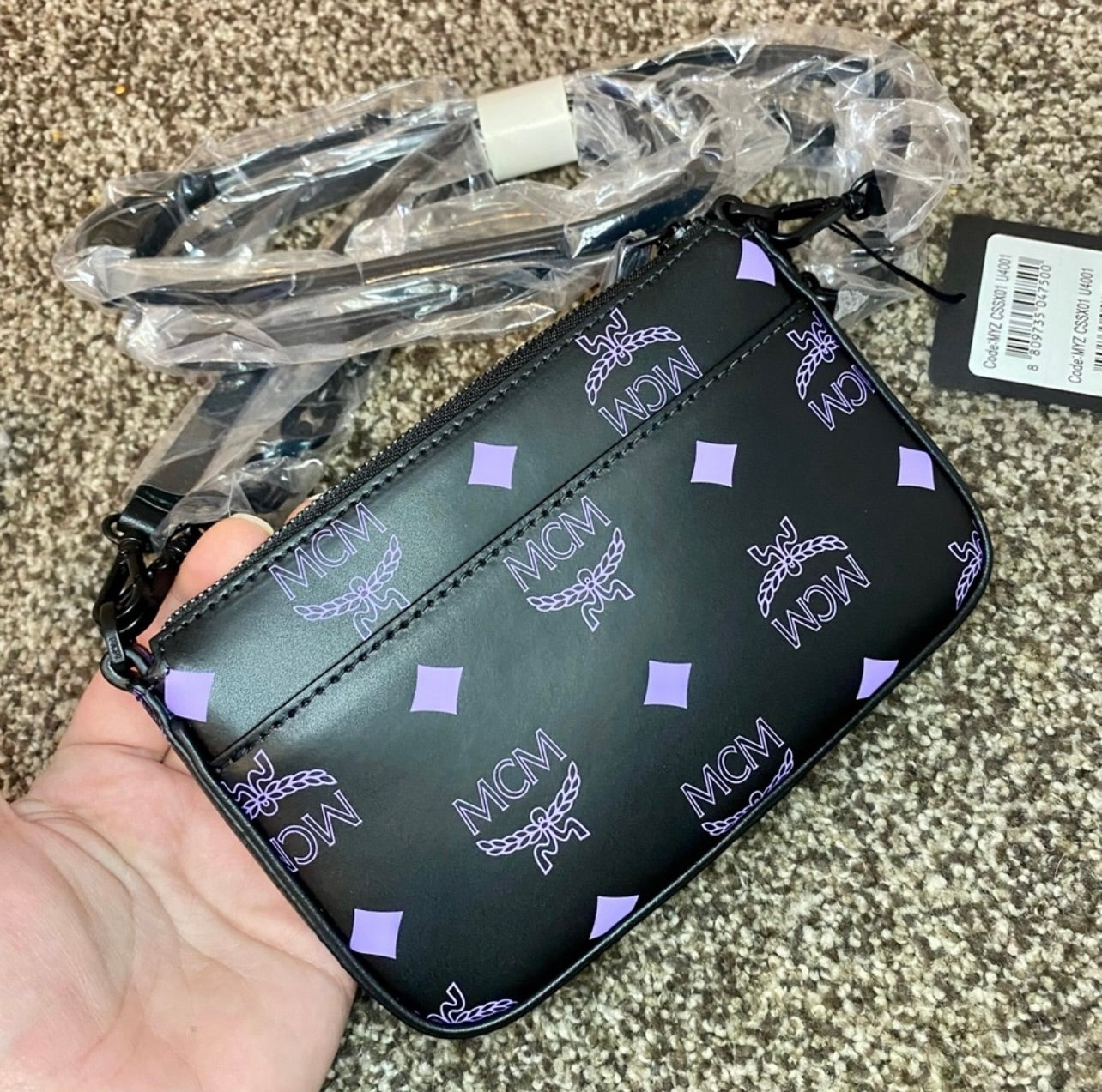 New MCM Dahlia Purple Mini Color Splash Logo Shoulder Bag