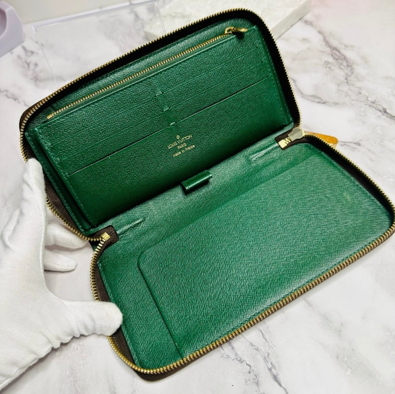 Louis Vuitton Monogram Groom Zippy Organizer Wallet Alpine Green