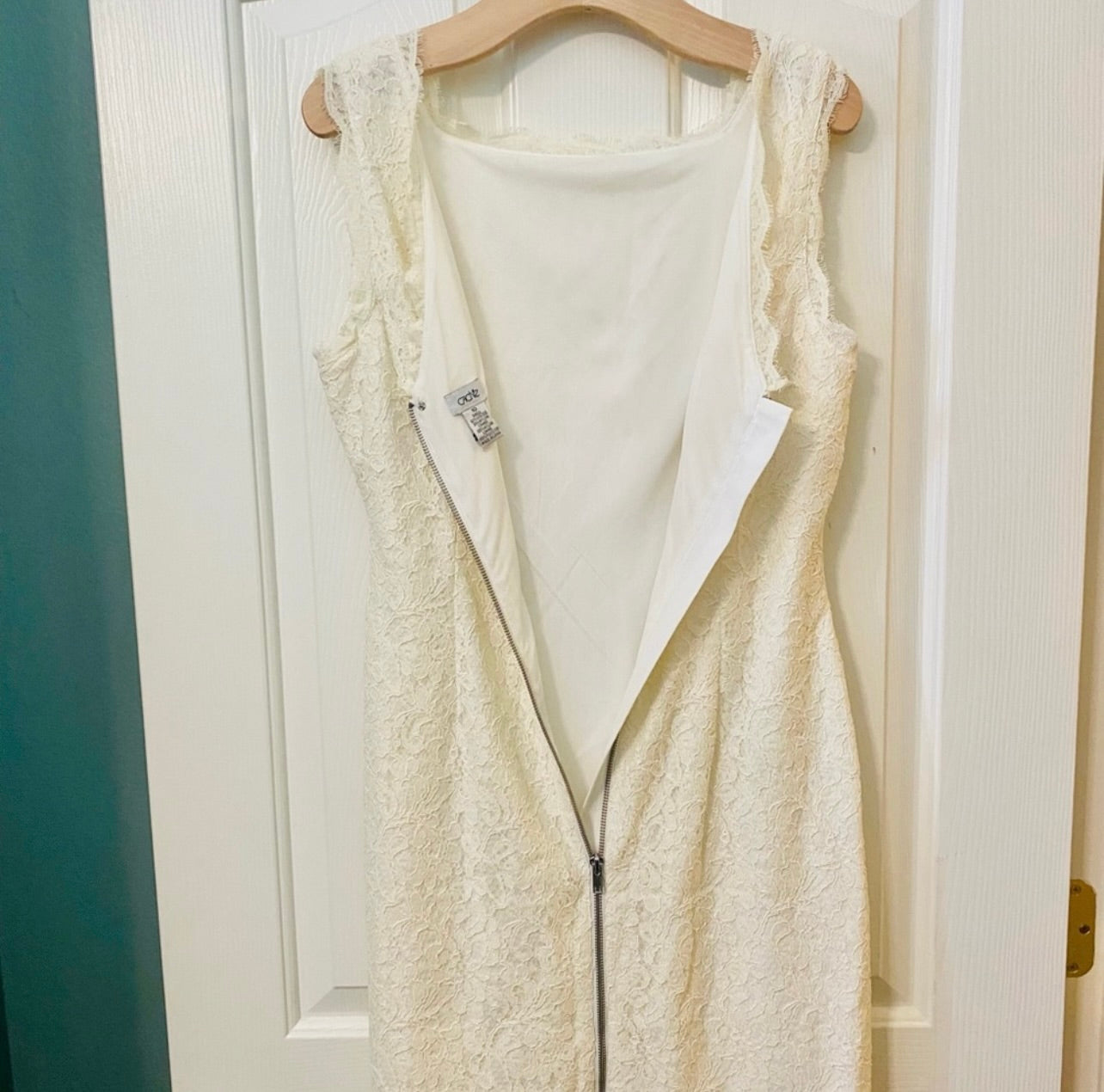 Cache Womens Ivory Floral Lace Sleeveless Sheath Dress