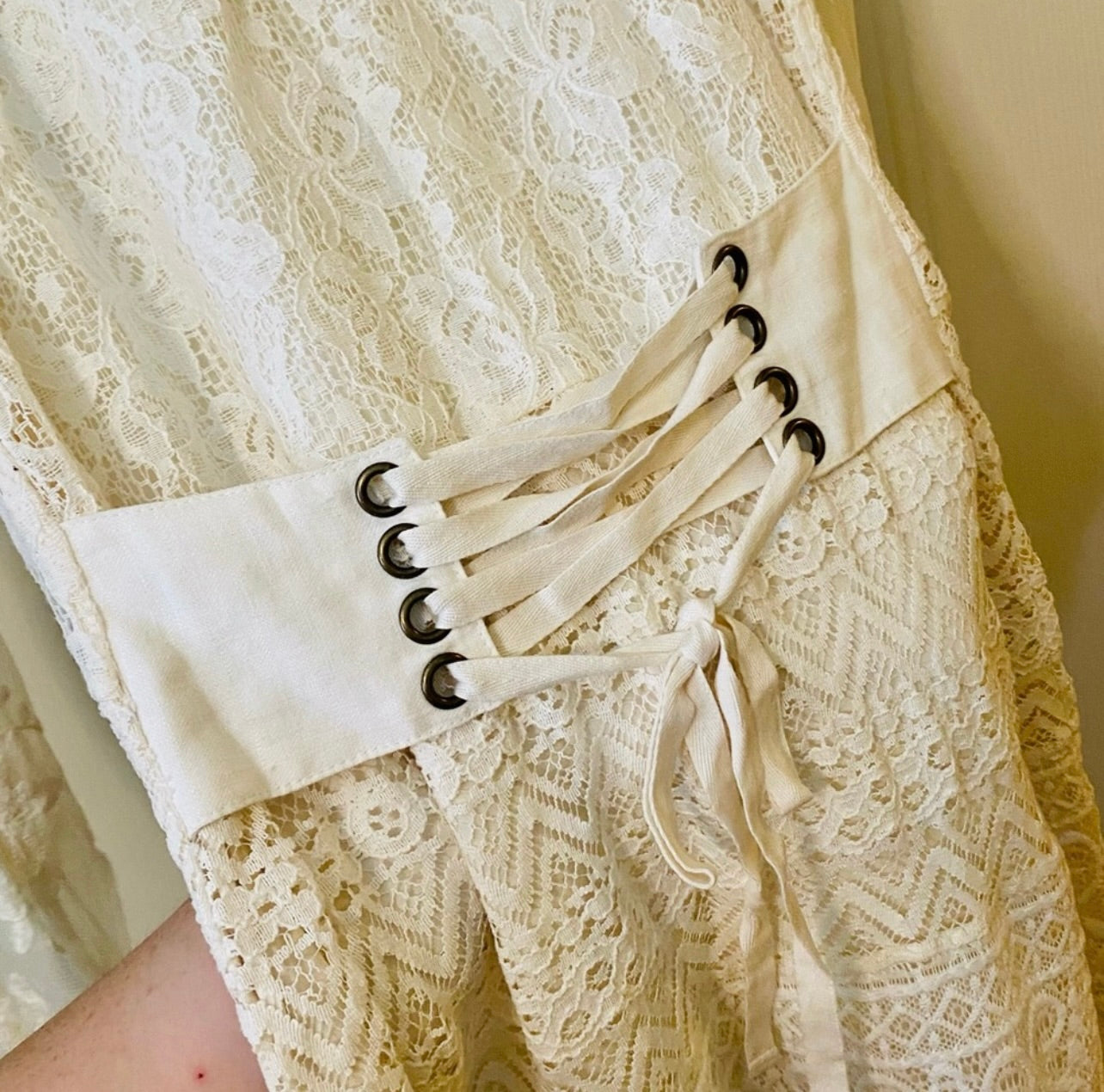 New Spell & the Gypsy Collective Cream Dawn Lace Belted Midi Dress