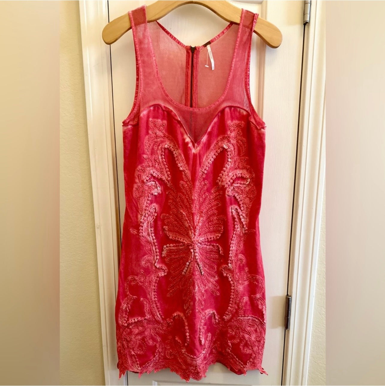 Free People ICE ICE BABY Pink Lemonade Beaded & Lace Bodycon Dress