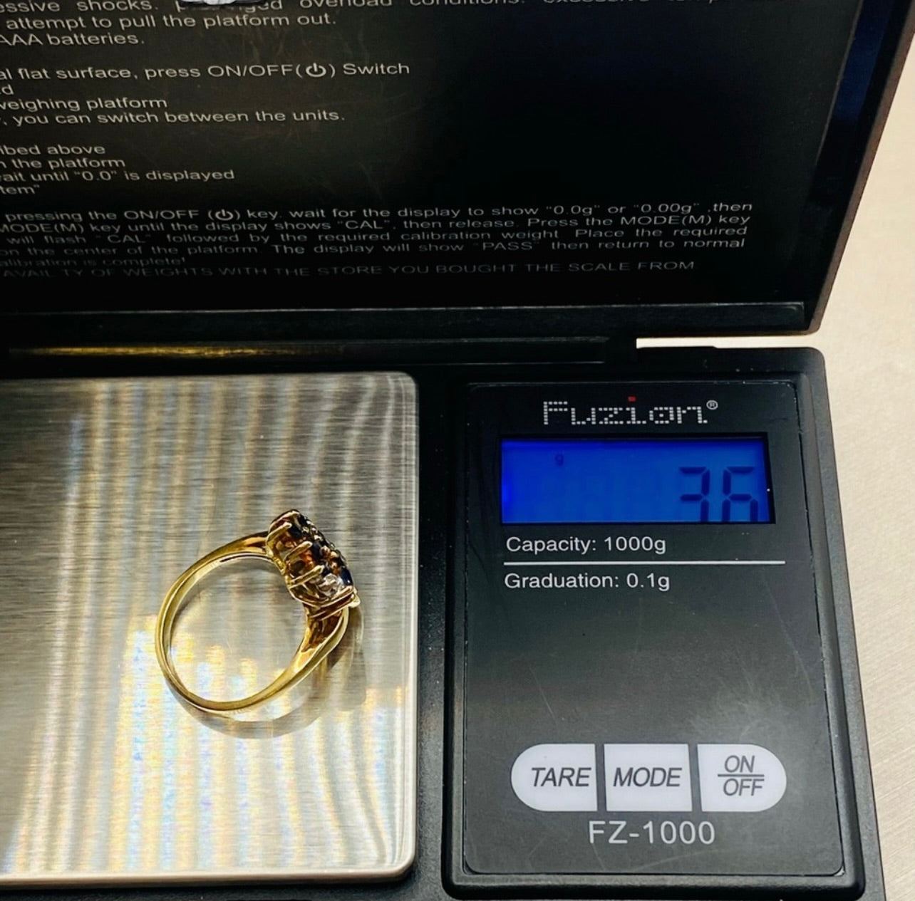 Vintage 10k Yellow Gold Blue Sapphire & Diamond Cocktail Ring