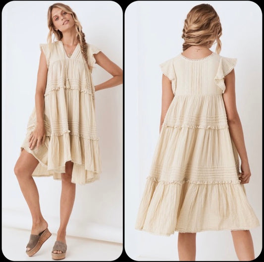 Spell & the Gypsy Collective Sand Beige Hanalei Midi Dress