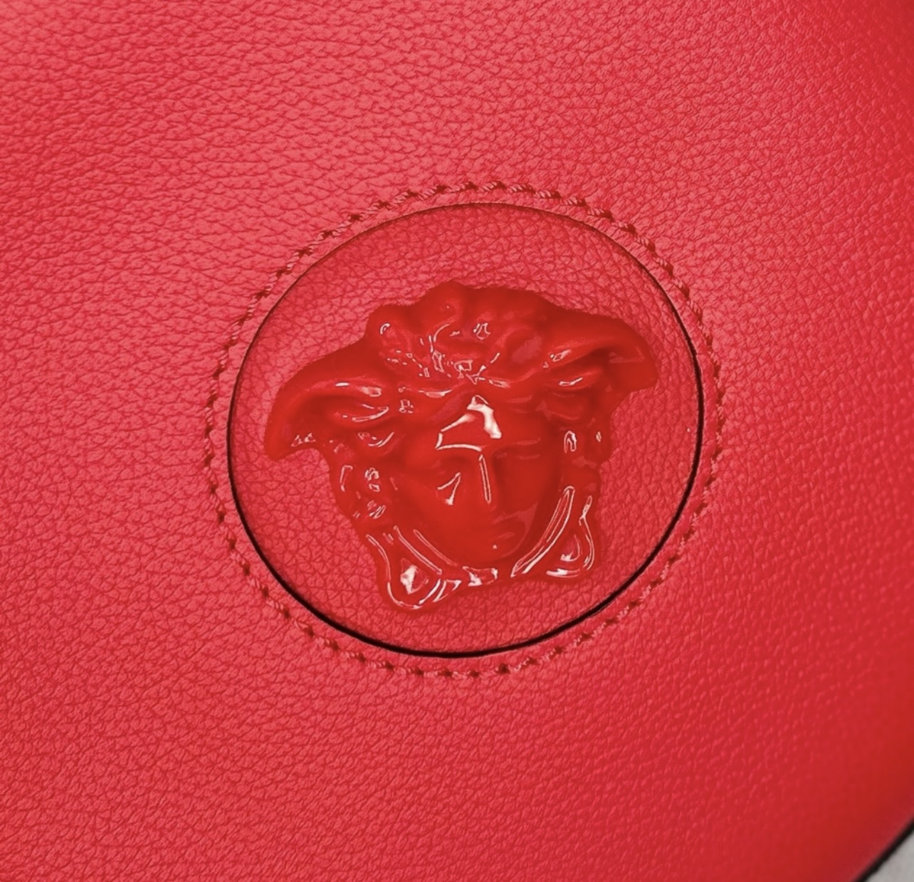 New Versace La Medusa Lipstick Red Leather Disco Round Crossbody Bag