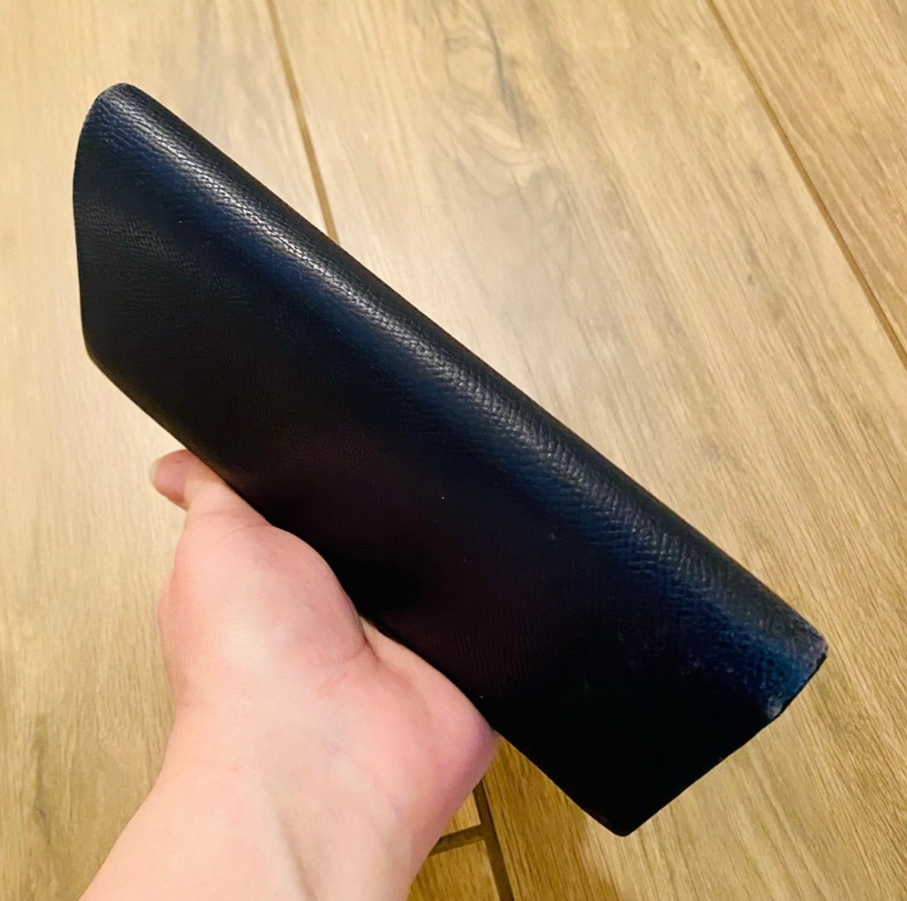 Unisex Dunhill London Dark Navy Blue Leather Banker Coat 16CC Wallet