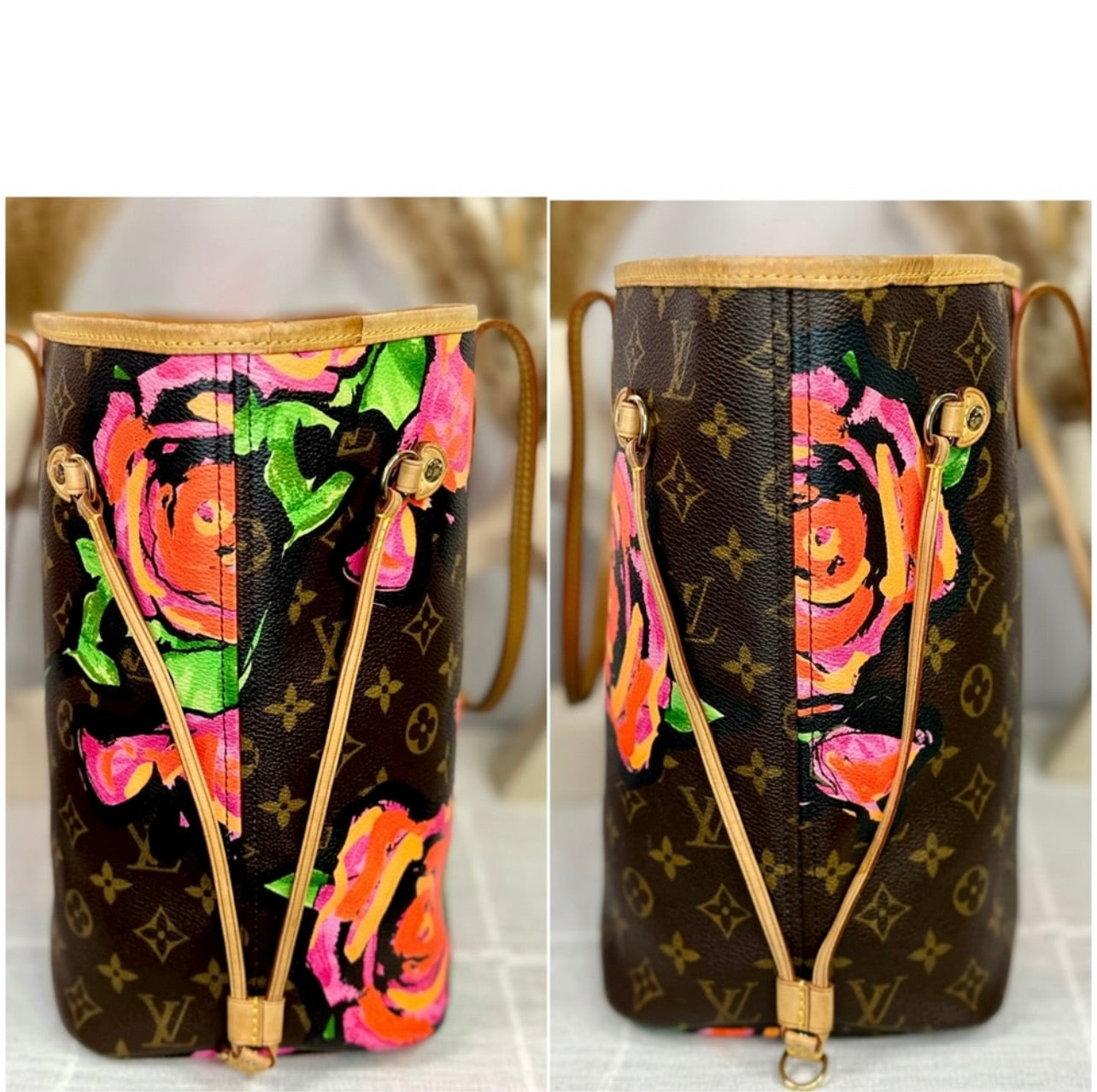 Louis Vuitton Limited Edition Stephen Sprouse Monogram Roses Neverfull MM Bag